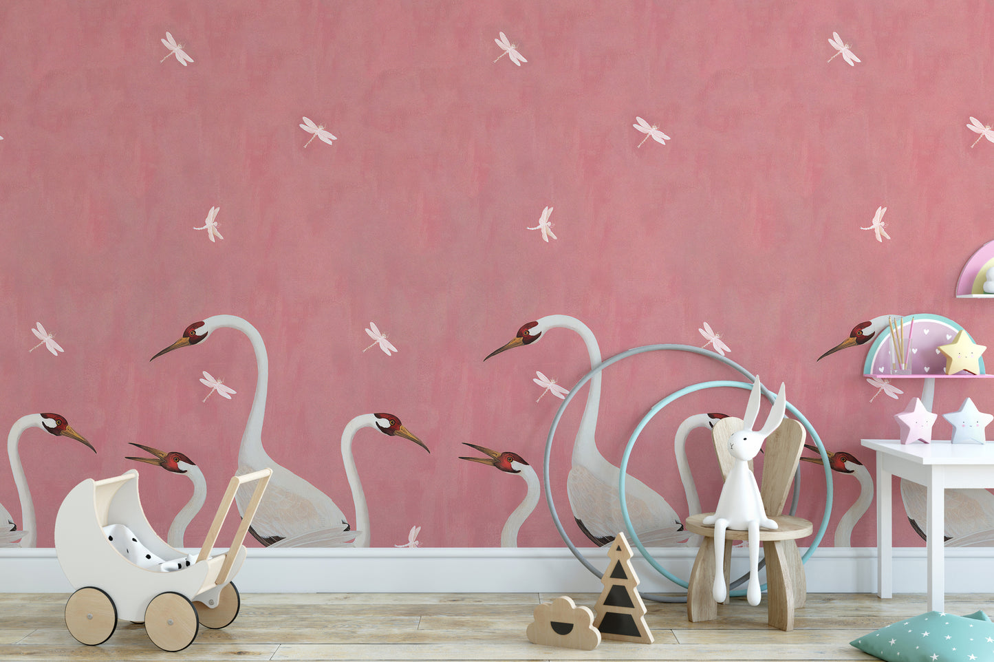 Majestic Pink Cranes Wallpaper Murals