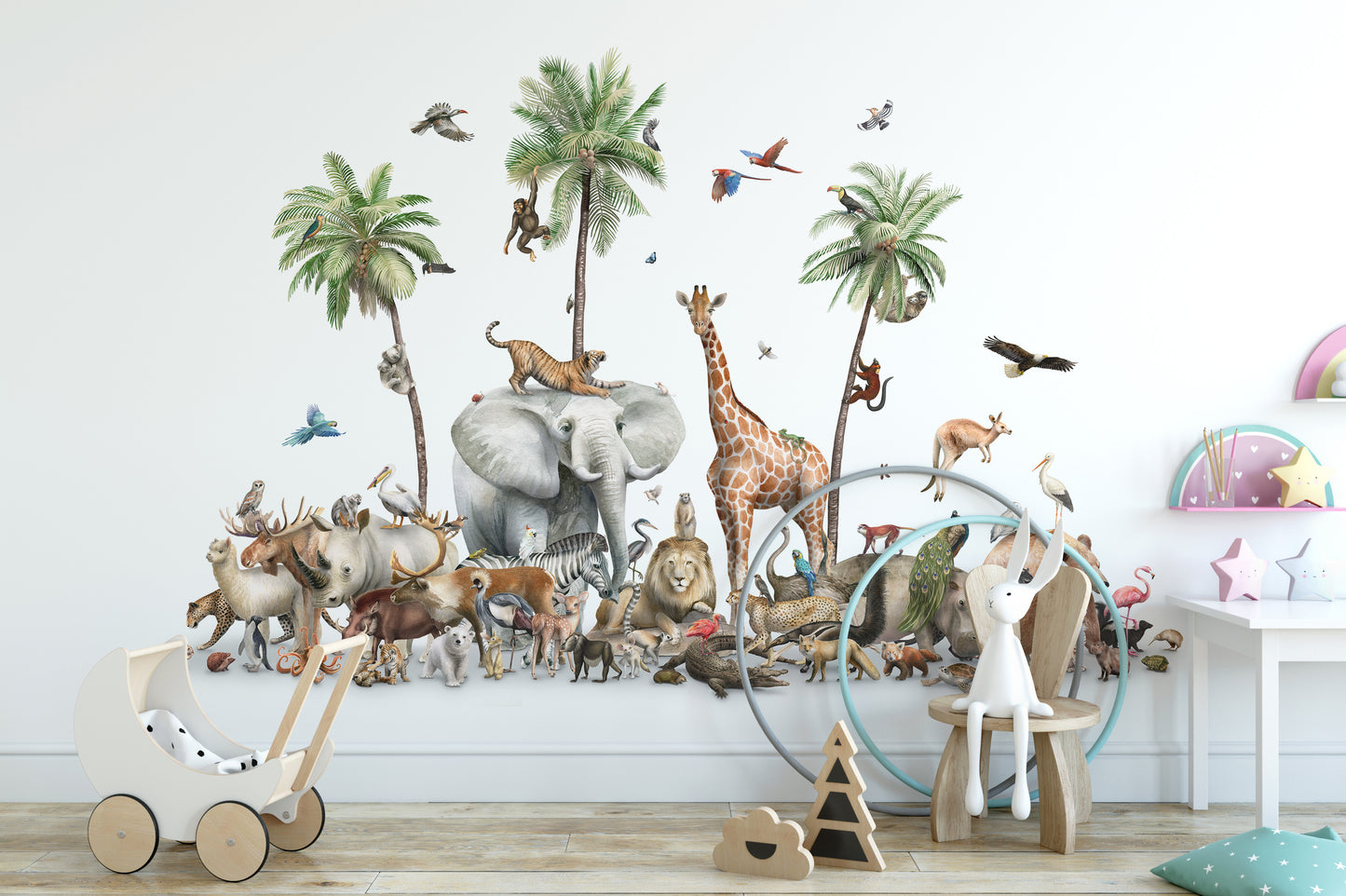 Jungle Safari Animal Birds Wallpaper Mural