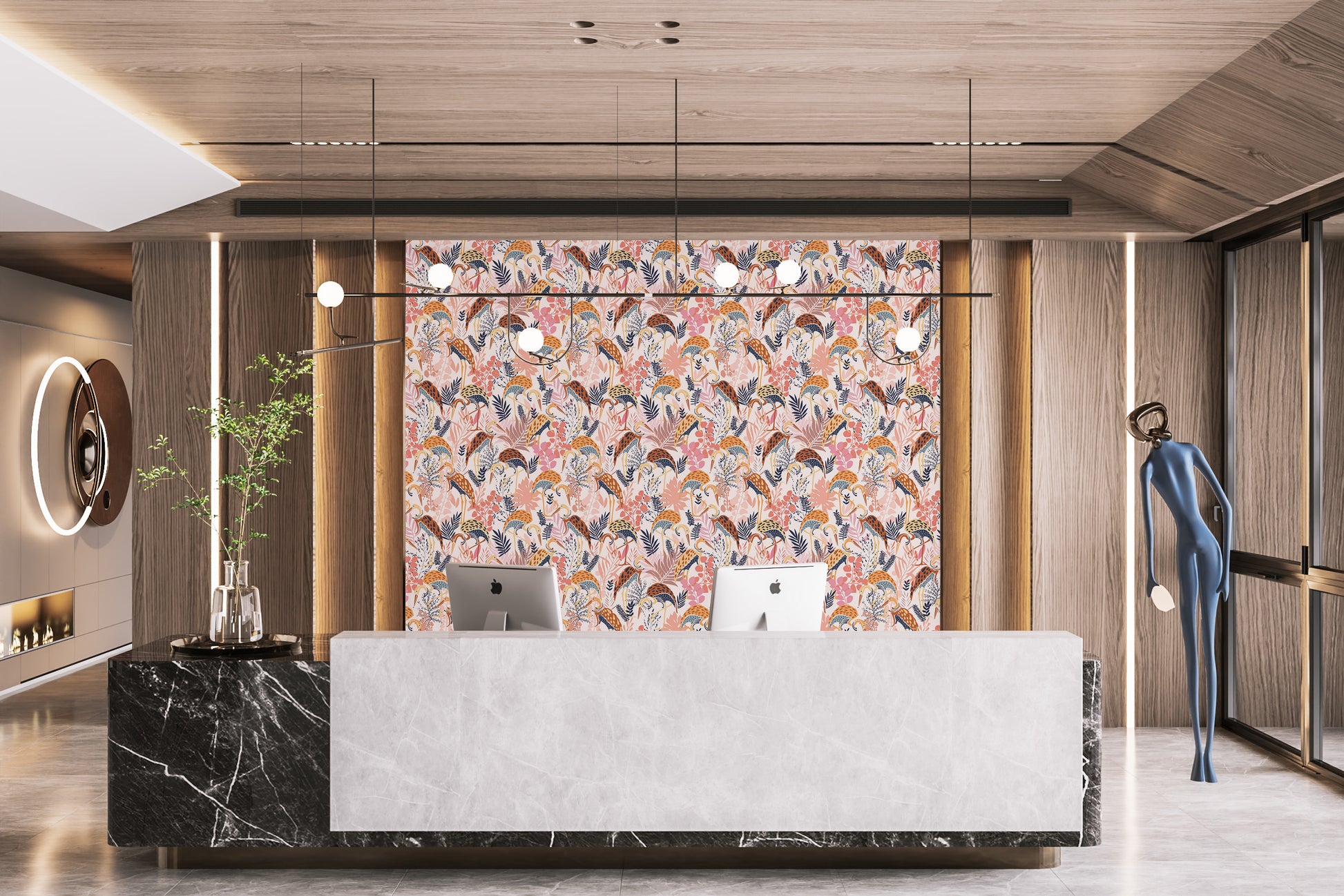 Chic Crane Dance Wallpaper Design for Walls
