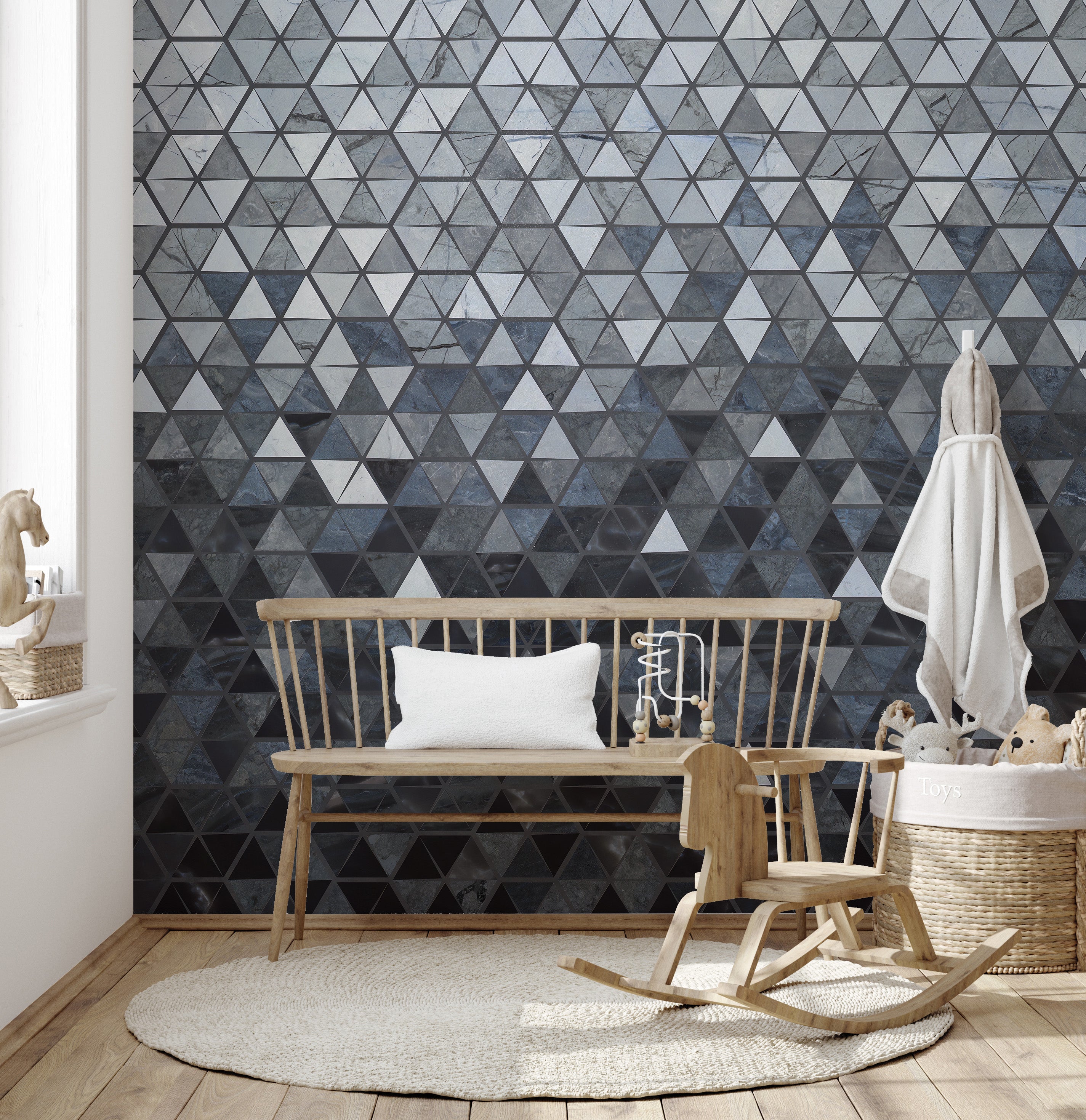 Stylish Blue Tile Mosaic Wall Mural
