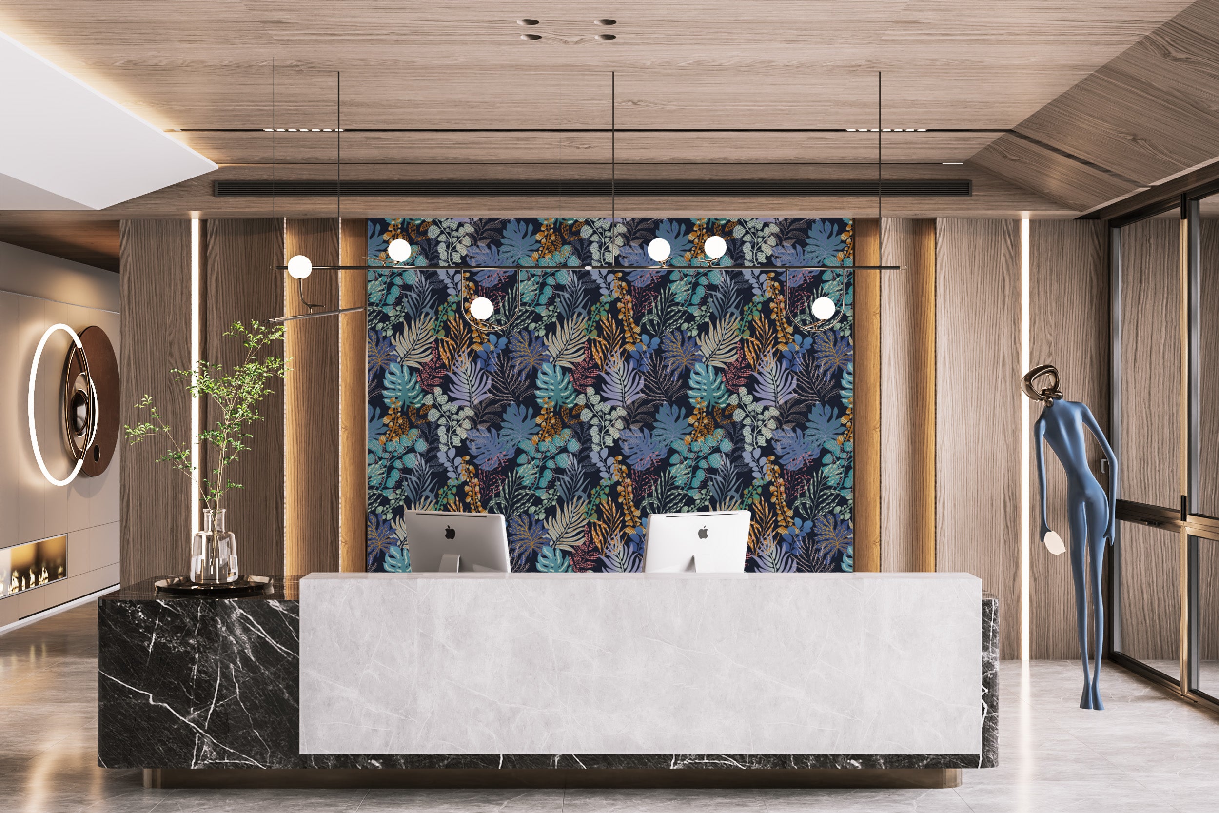 Reusable jungle night symphony wallpaper for walls