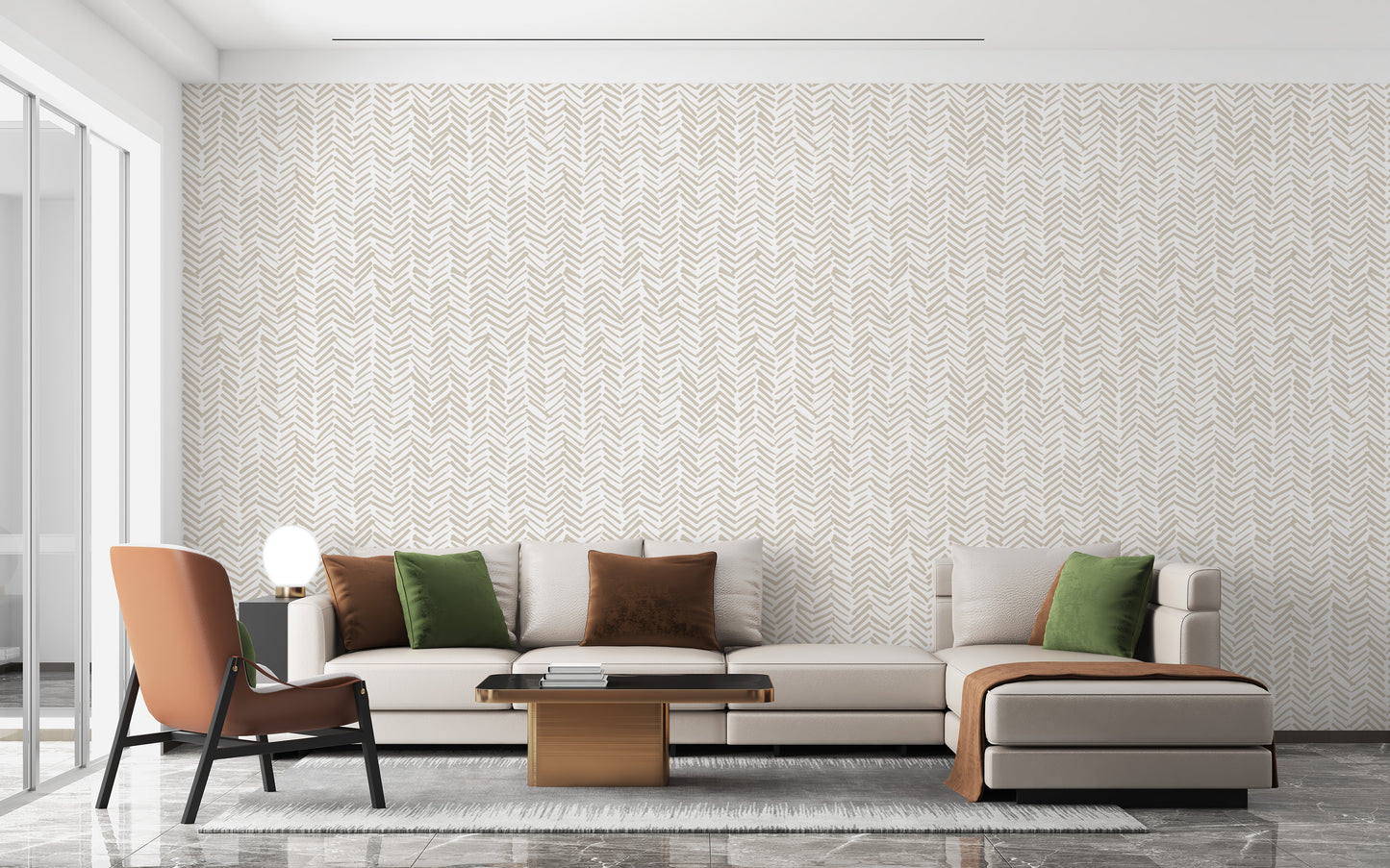 Neutral-toned zigzag pattern wallpaper