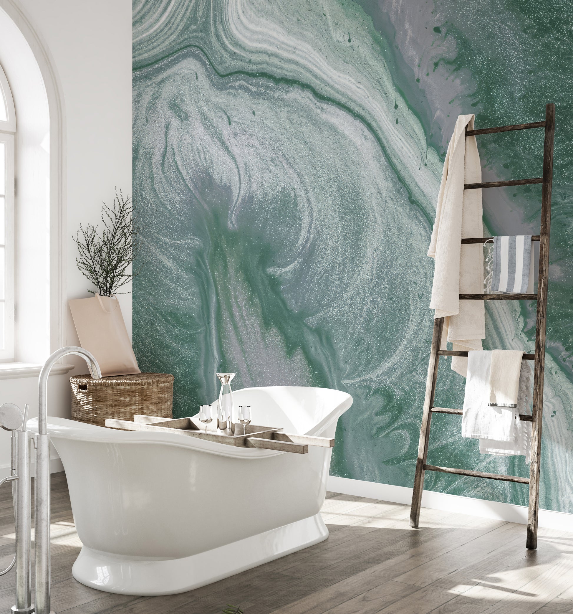 Green Marble Wallpaper for modern elegance