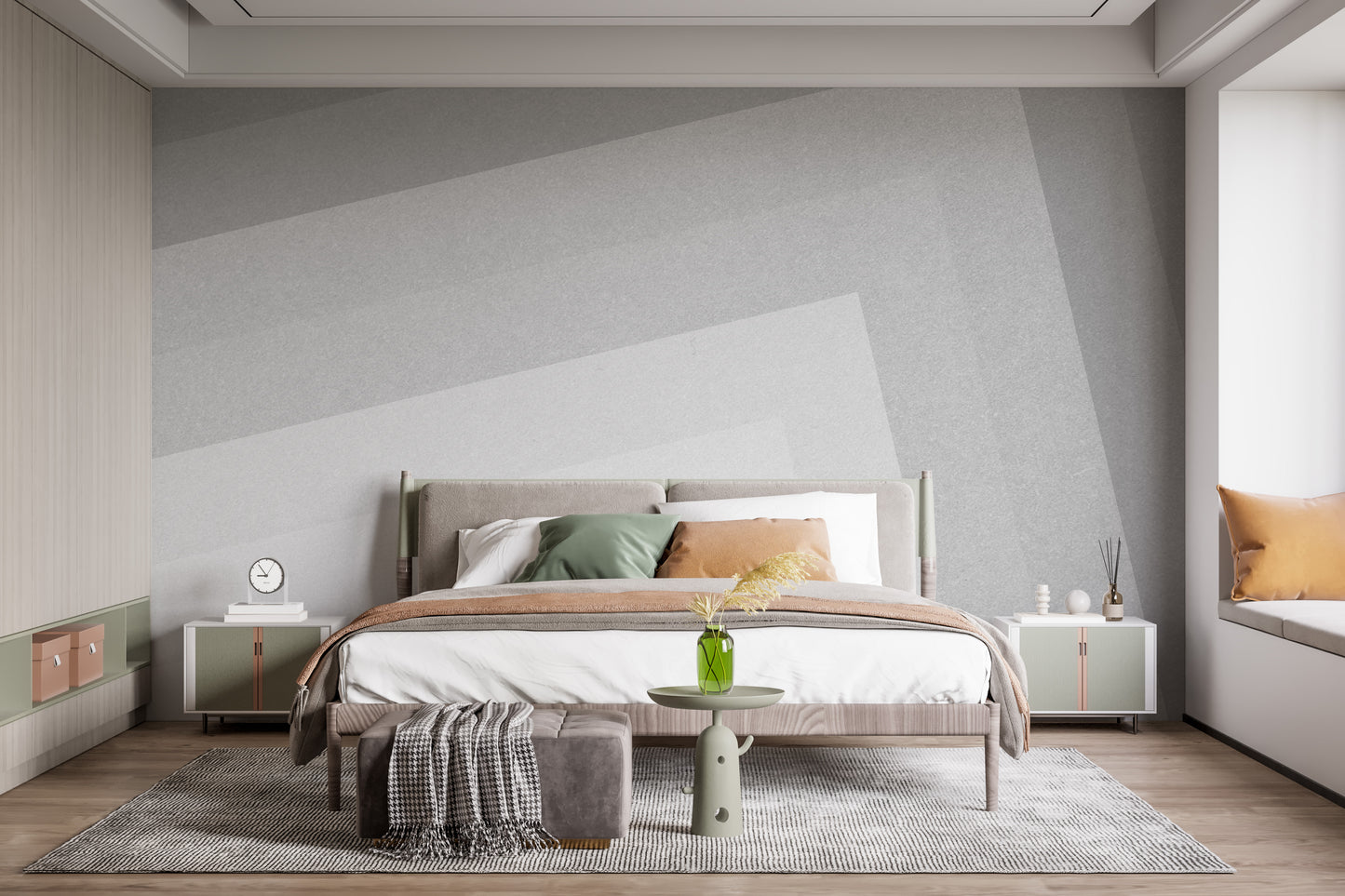 Geometric Gray Ombre Layered Wall Mural