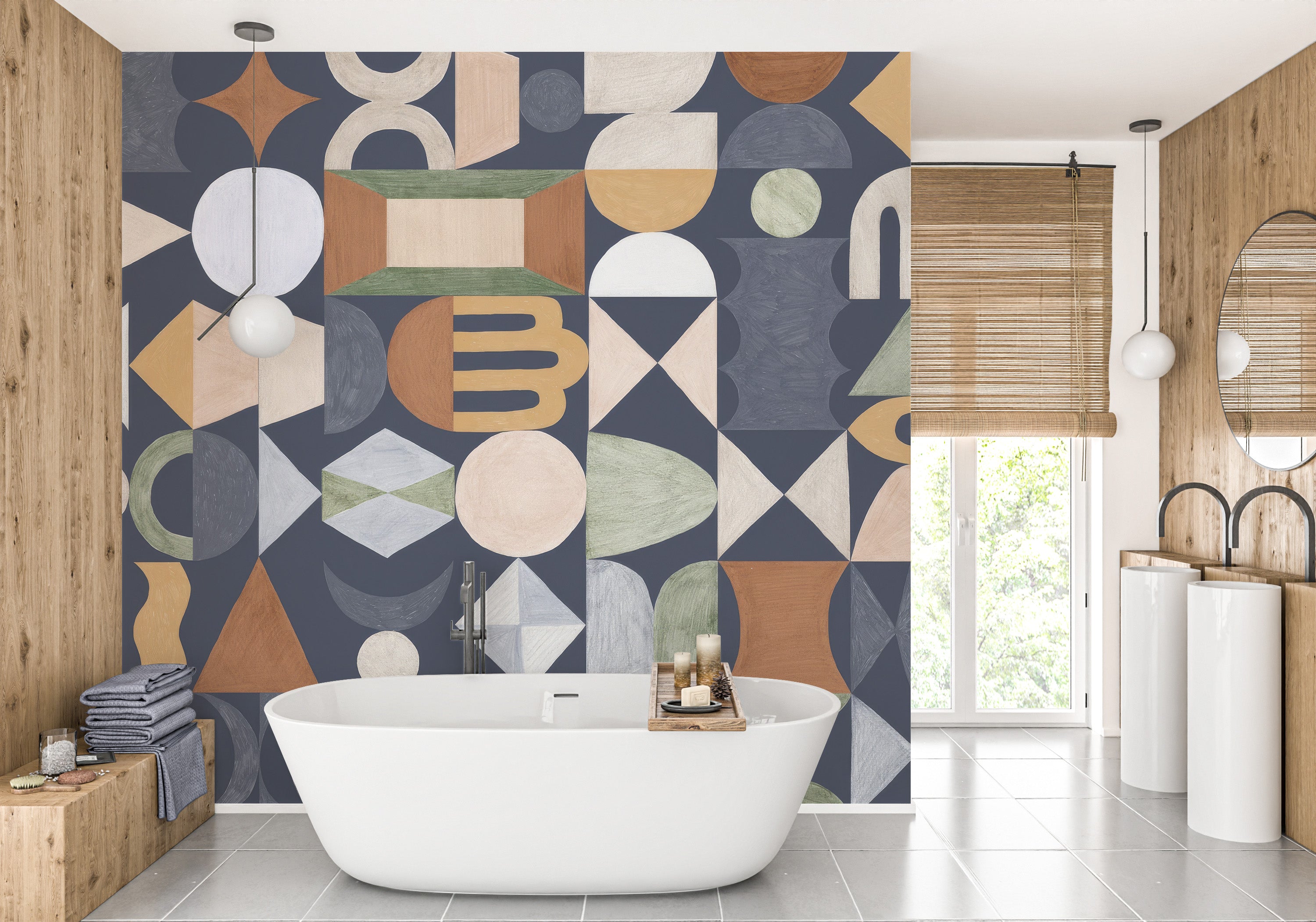 Mosaic Echoes Wallpaper Mural for Bathroom