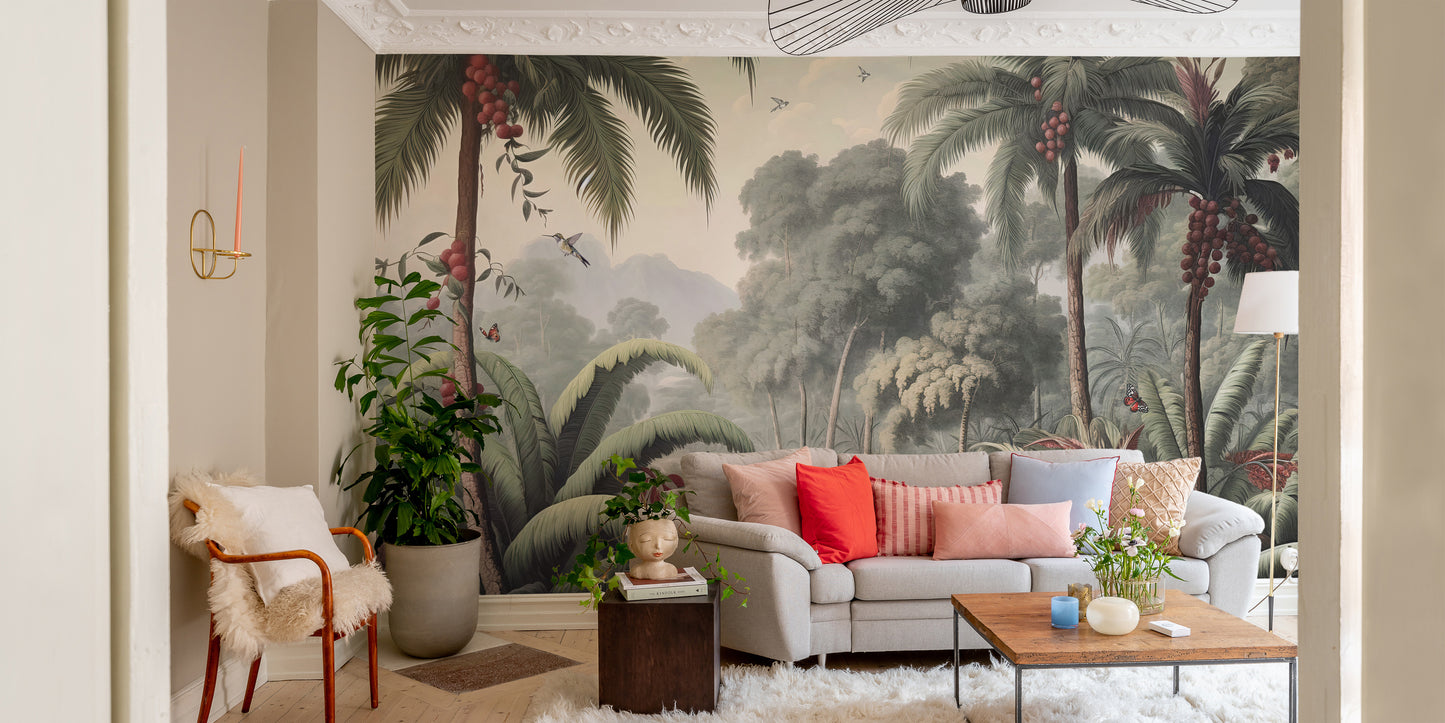 Lush rain forest wall mural design
