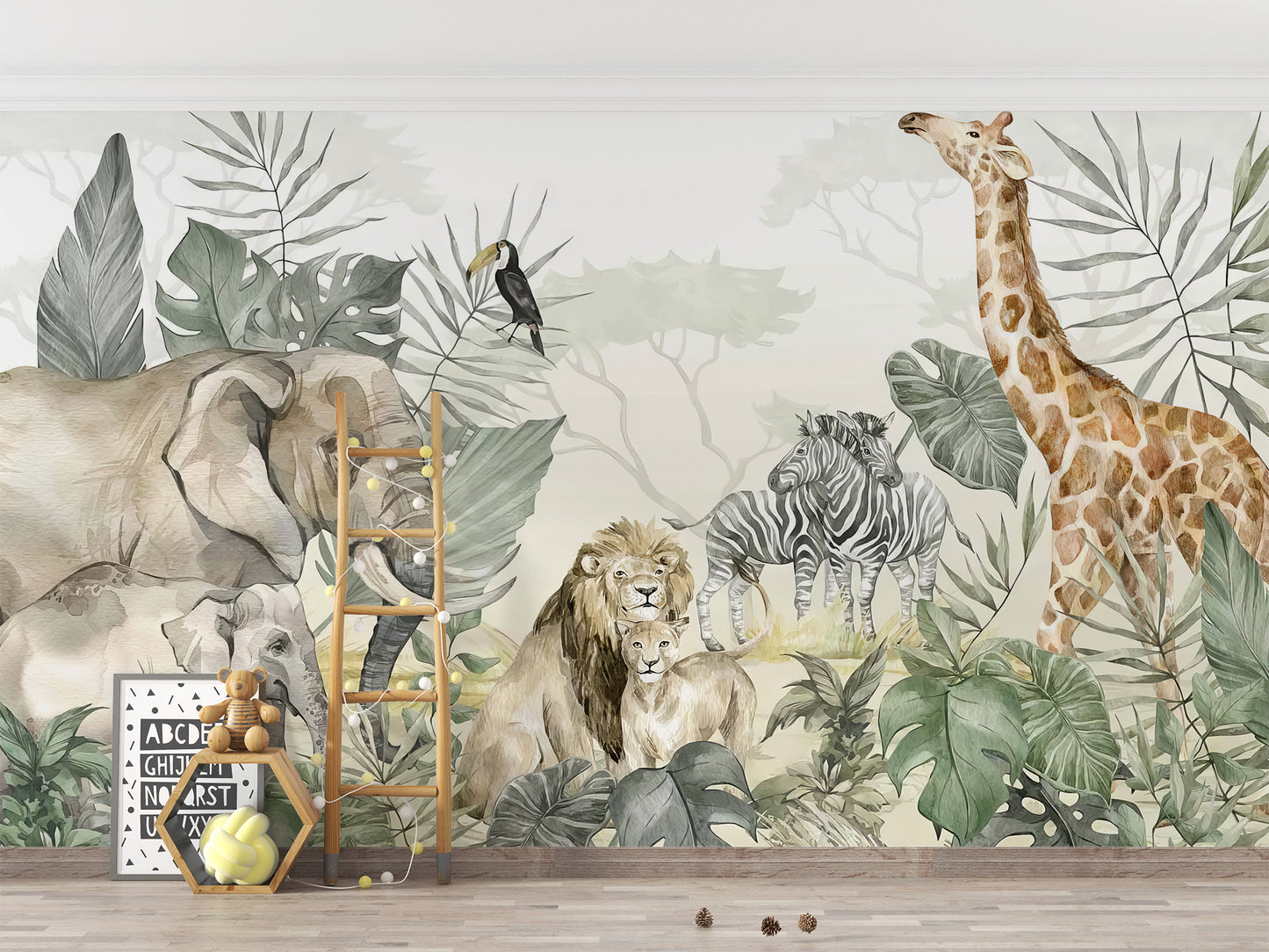 Tropical Wildlife Wall Mural