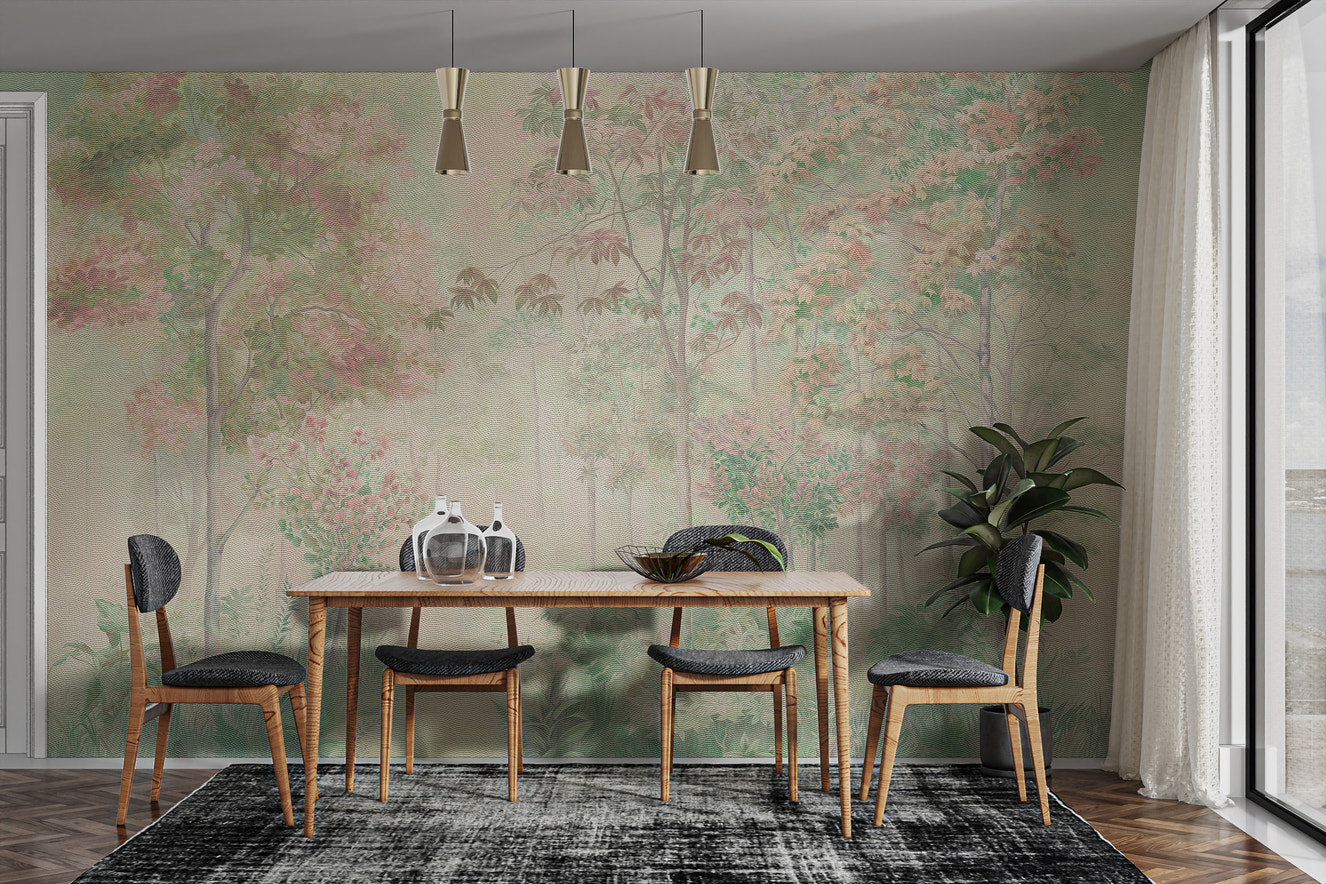 Spring serenity wallpaper mural with soft floral tones