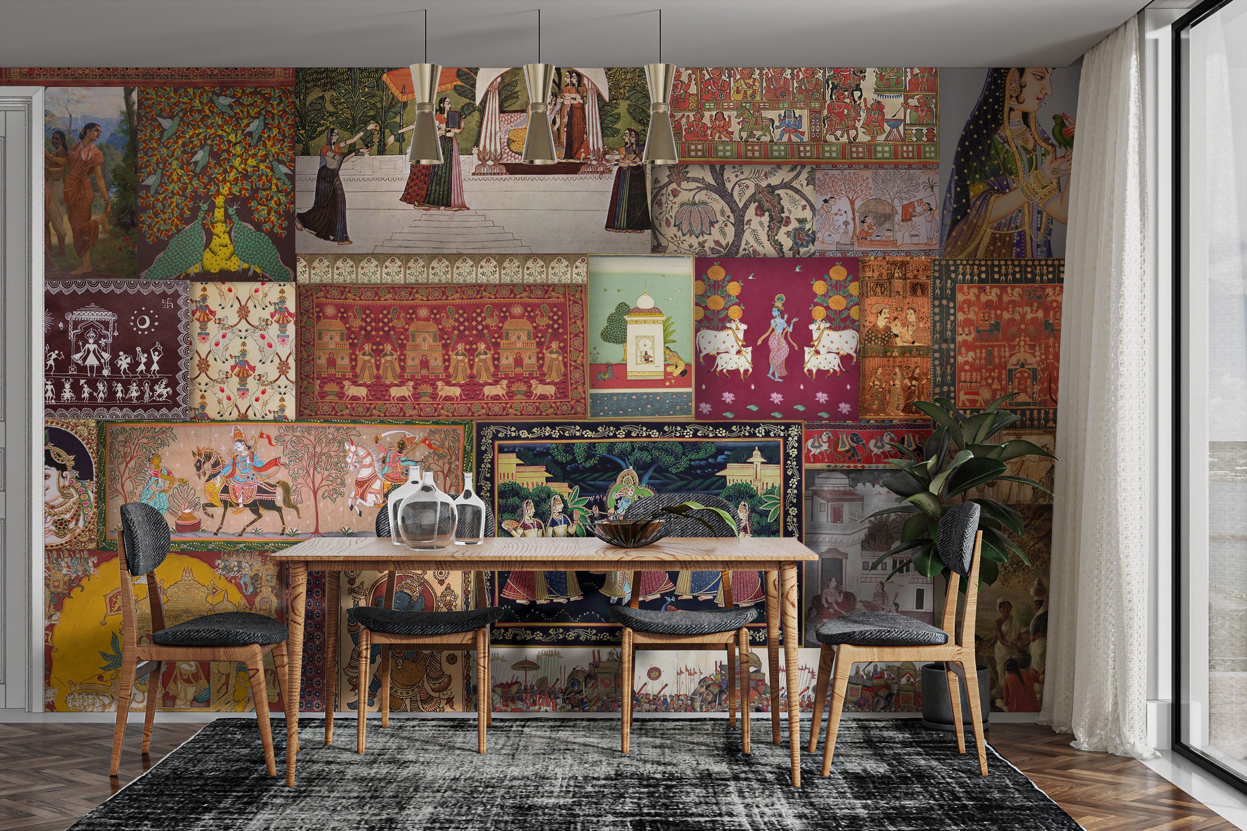 Epoch-inspired Indian mural wallpaper for elegant interiors.
