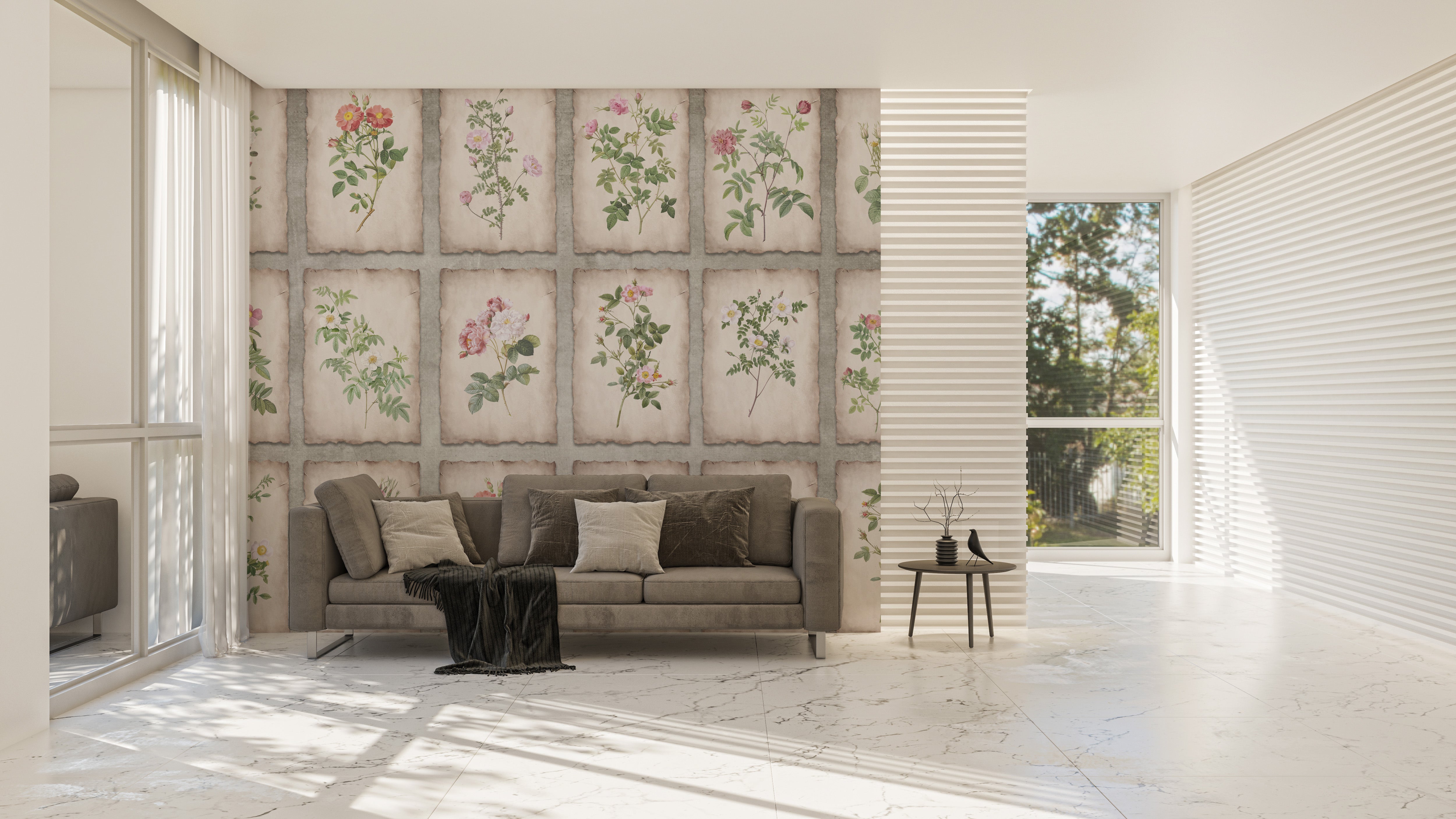 Heritage botanical mural for timeless wall decor