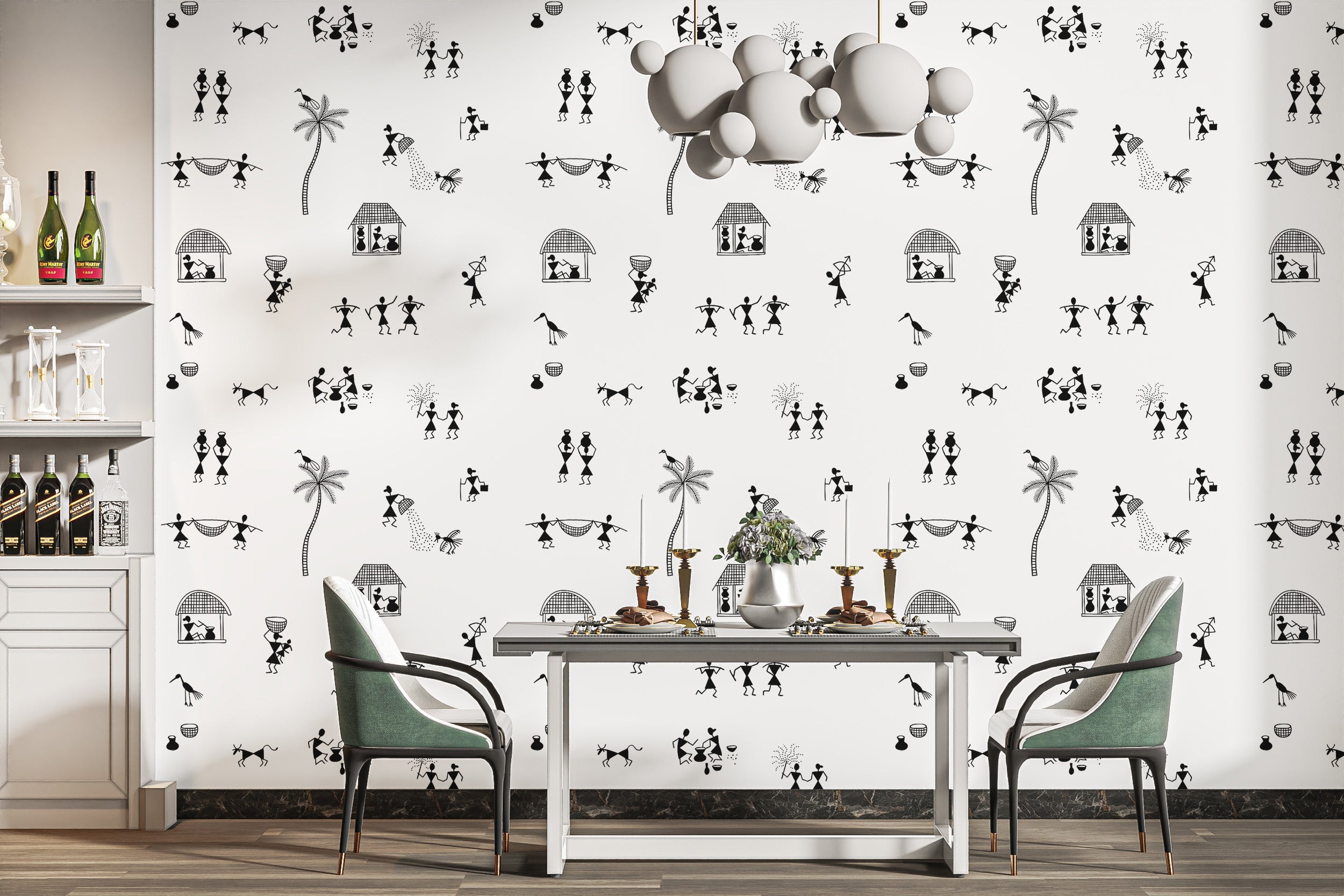 Decorate with Warli Wonders Collection wallpaper