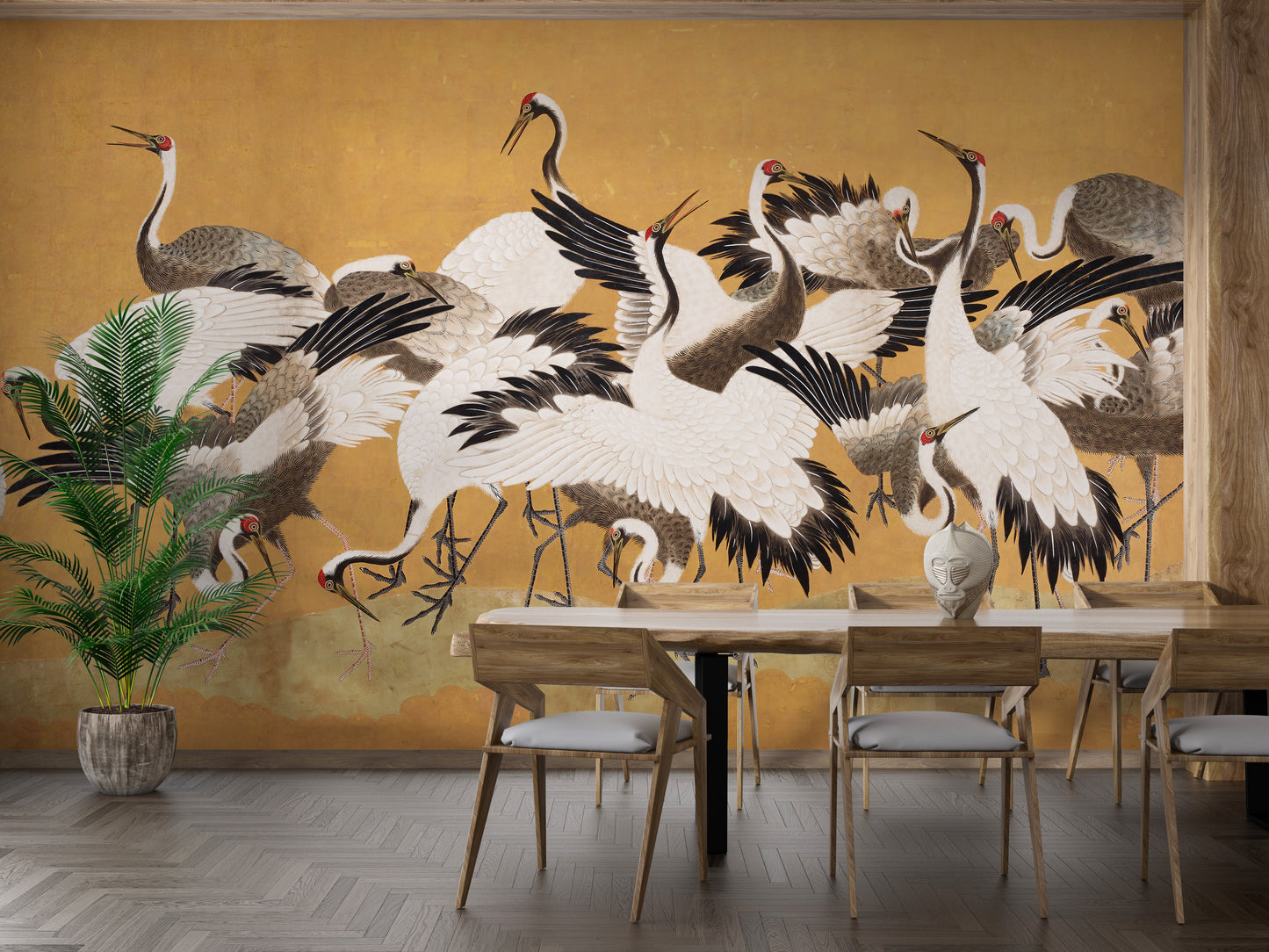 Japanese Flock Cranes Wallpaper For Walls