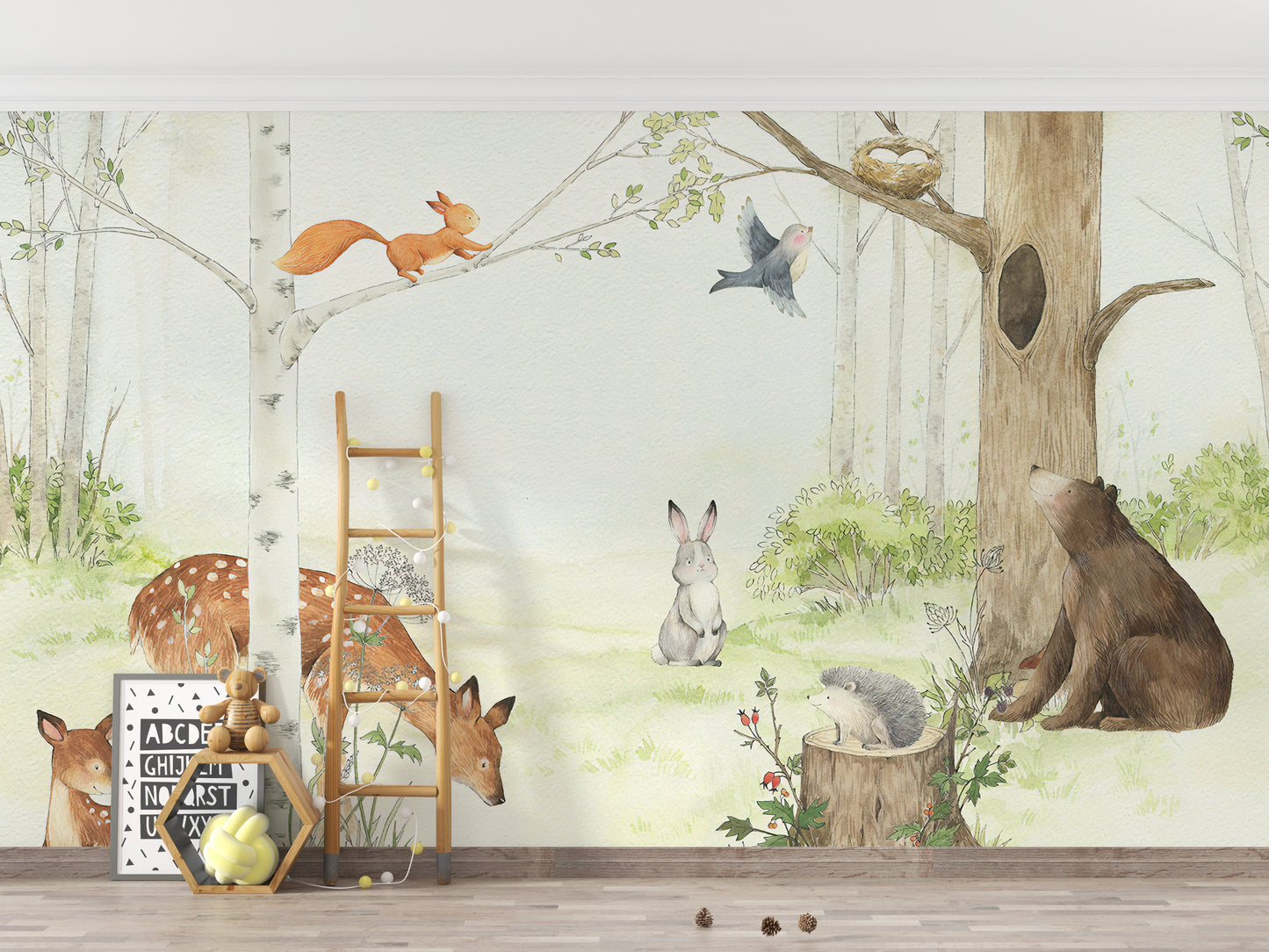 Animals Enjoying Forest Wallpaper Mural