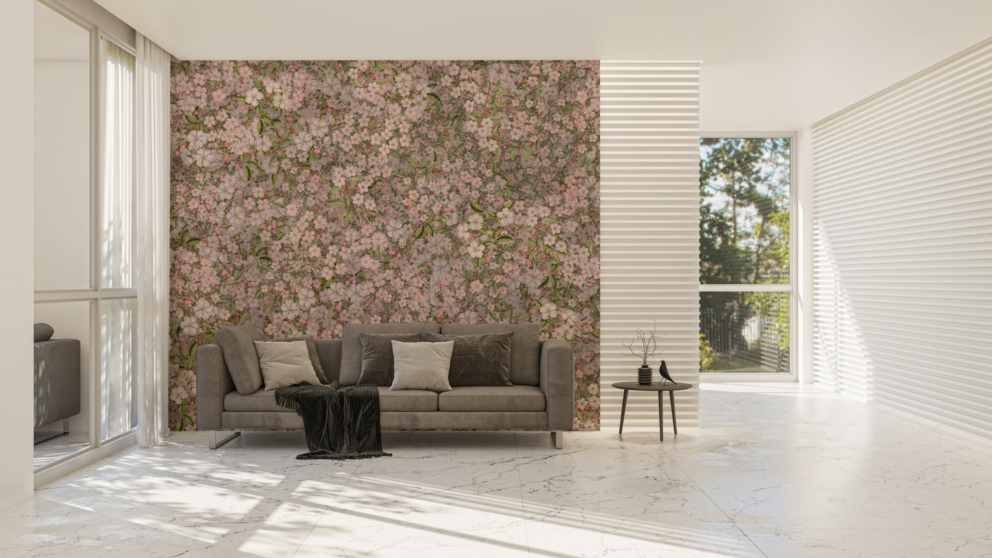 Pink and Green Cherry Blossom Flower Wallpaper Murals