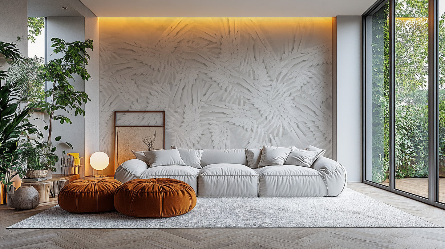 Hermes-inspired feather mural adds grace to your walls.
