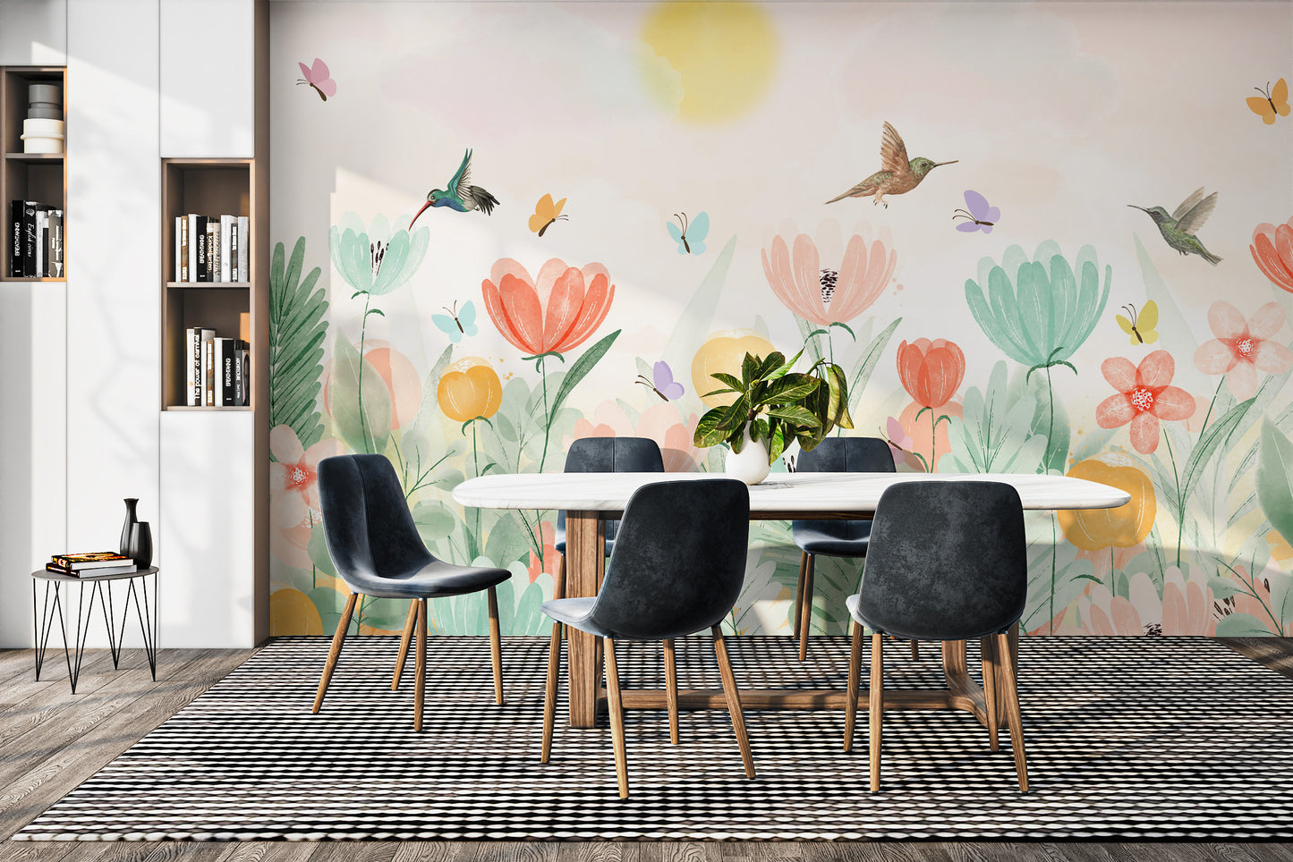 Elegant Soft Pastel Spring Garden Mural design