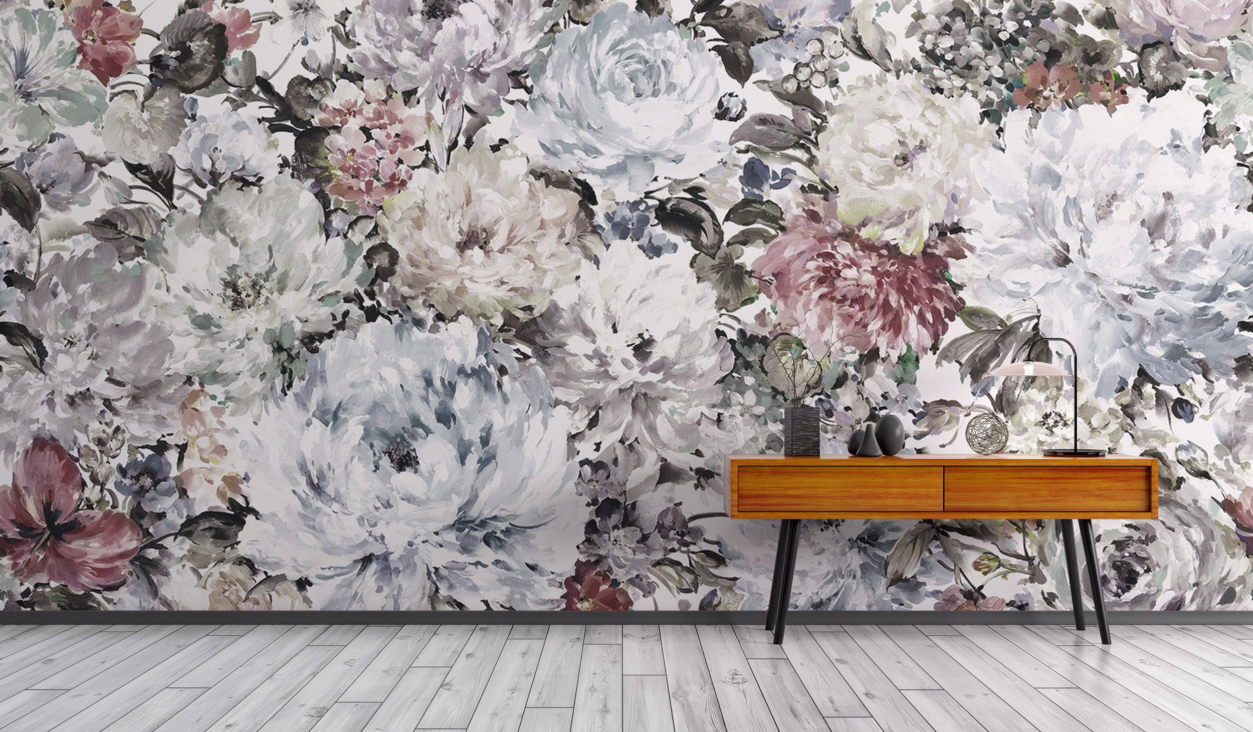 Artistic watercolor floral wallpaper design
