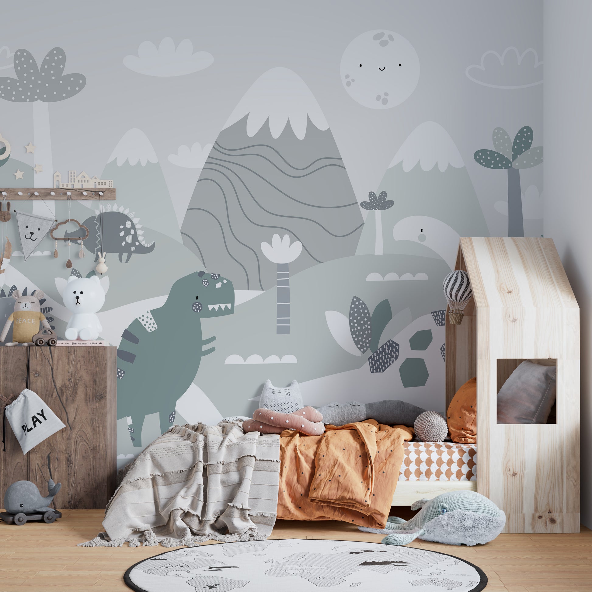 Dinosaur world wallpaper mural for kids
