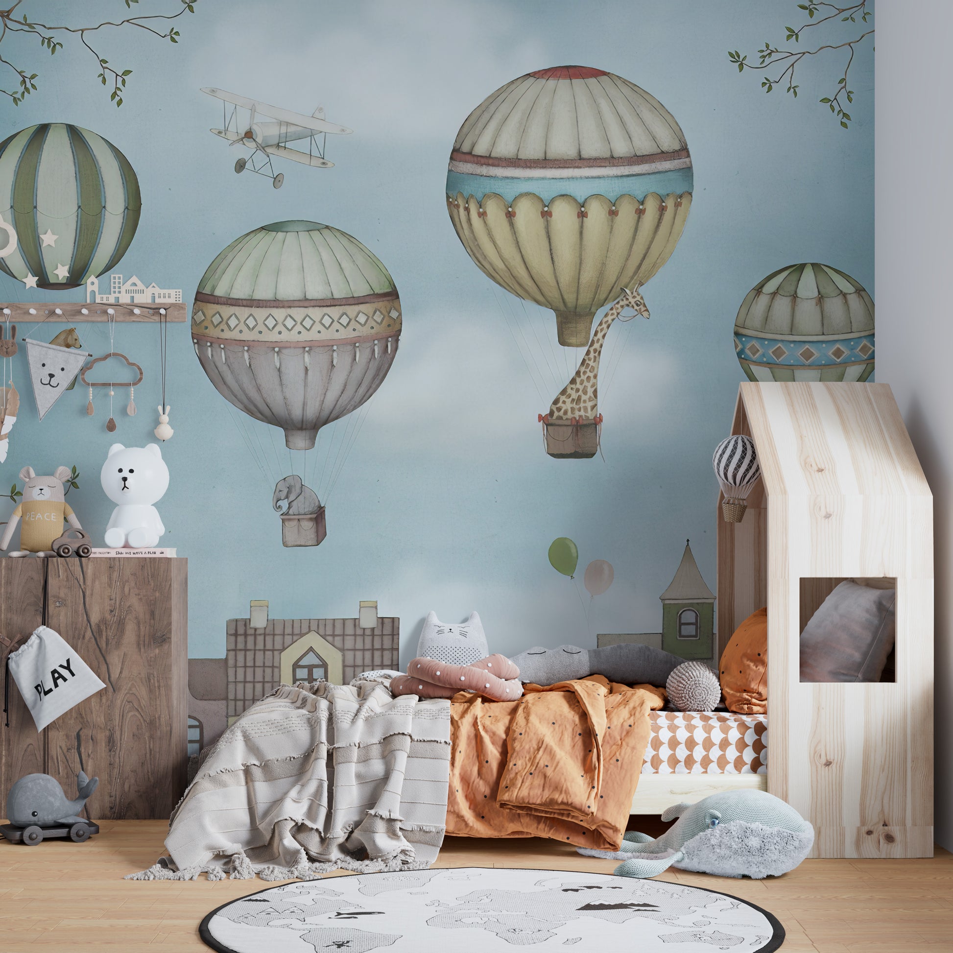 Whimsical wonderland wallpaper mural design
