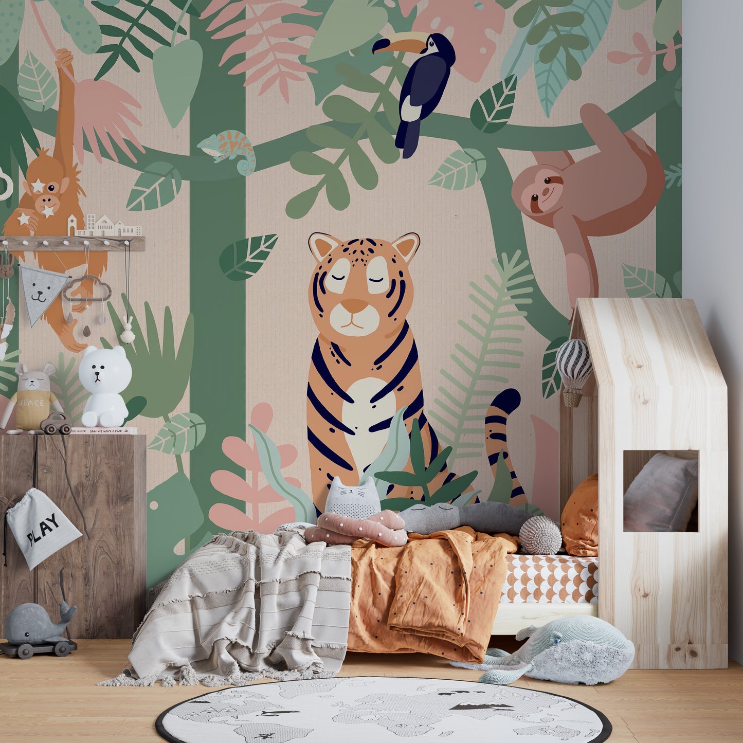 Kids Jungle animal friends wallpaper mural