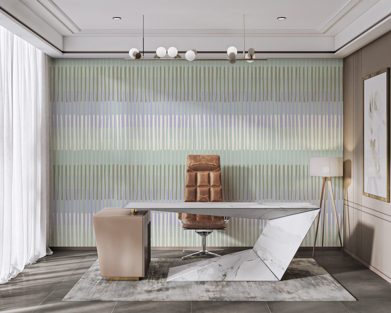 Sage Stripes Serenity Wallpaper Mural
