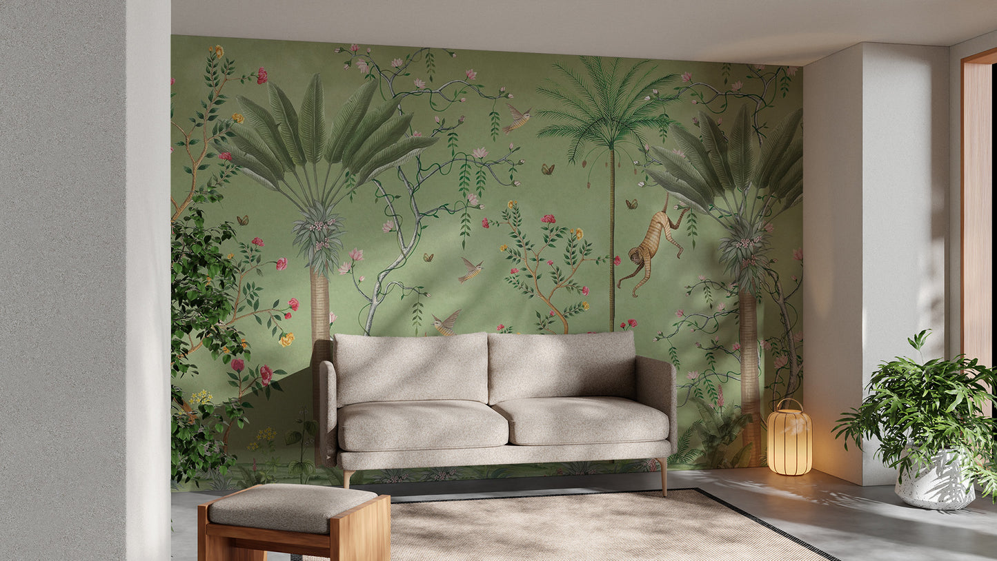 Elegant Oriental Tropical Wall Mural
