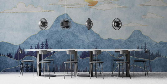 Watercolor Blue Mountain Wallpaper Murals