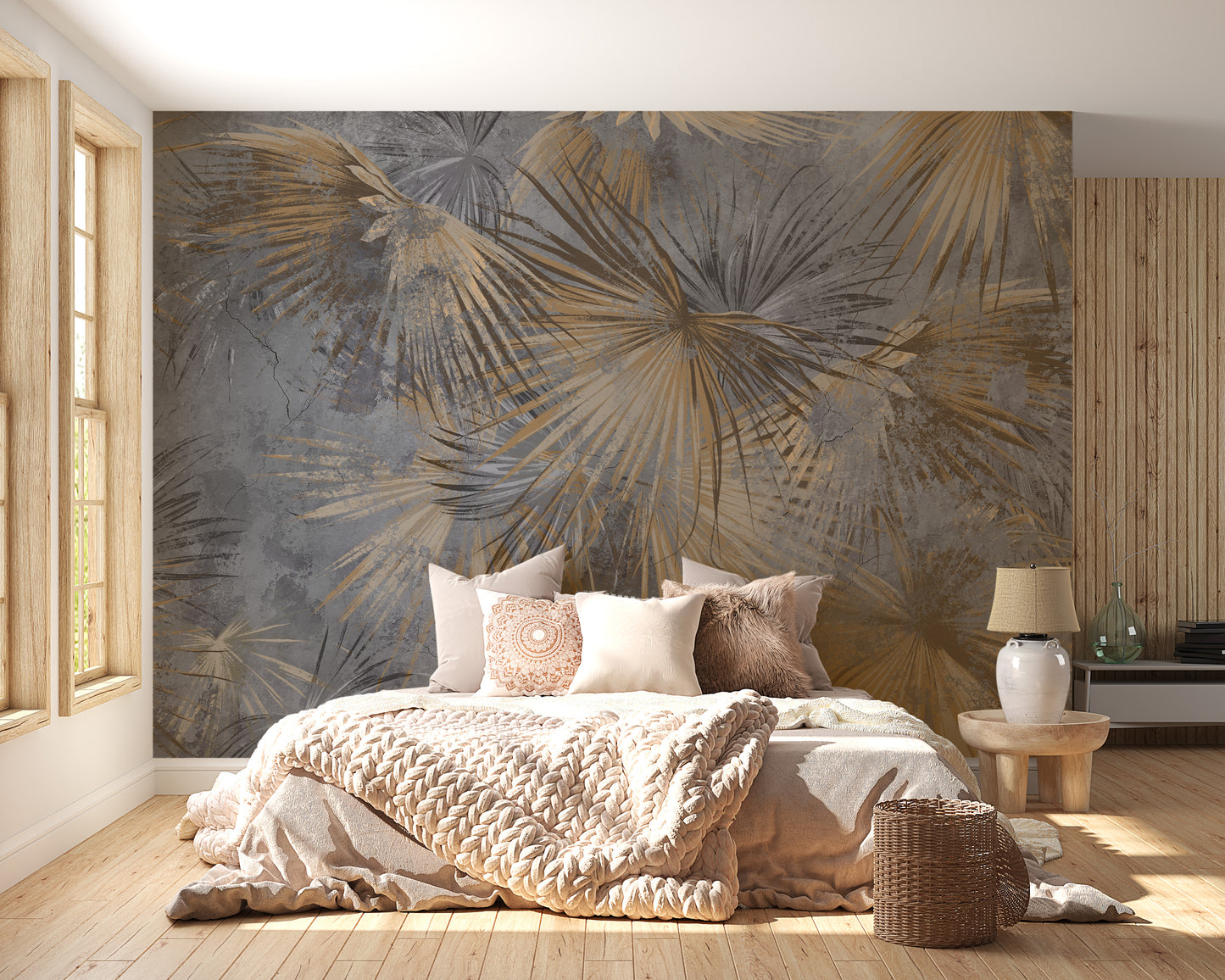 Golden Frond Elegance Wall Mural