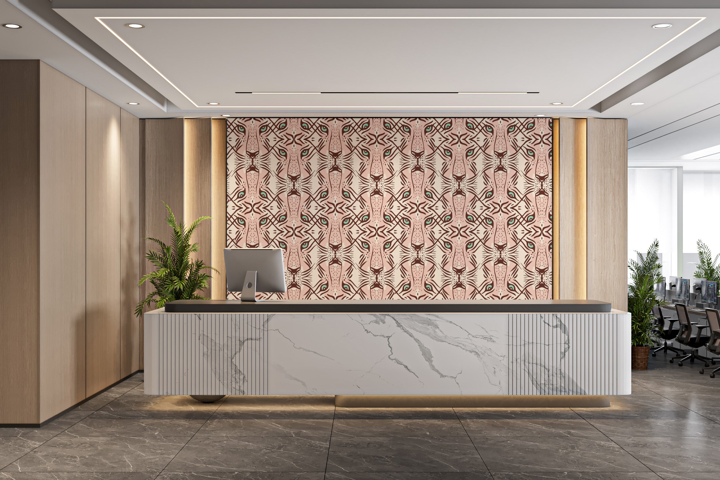 Chic wallpaper with whimsical feline patterns