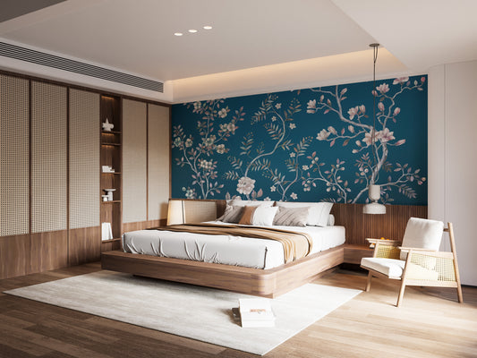 Blue Chinoiserie Wallpaper Mural