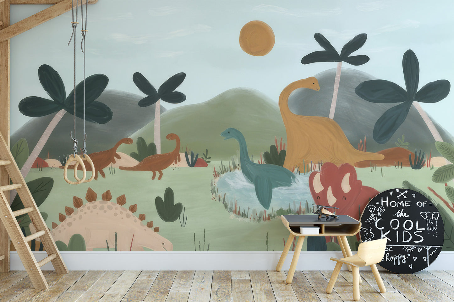 Whimsical gentle giants wallpaper for kids’ walls