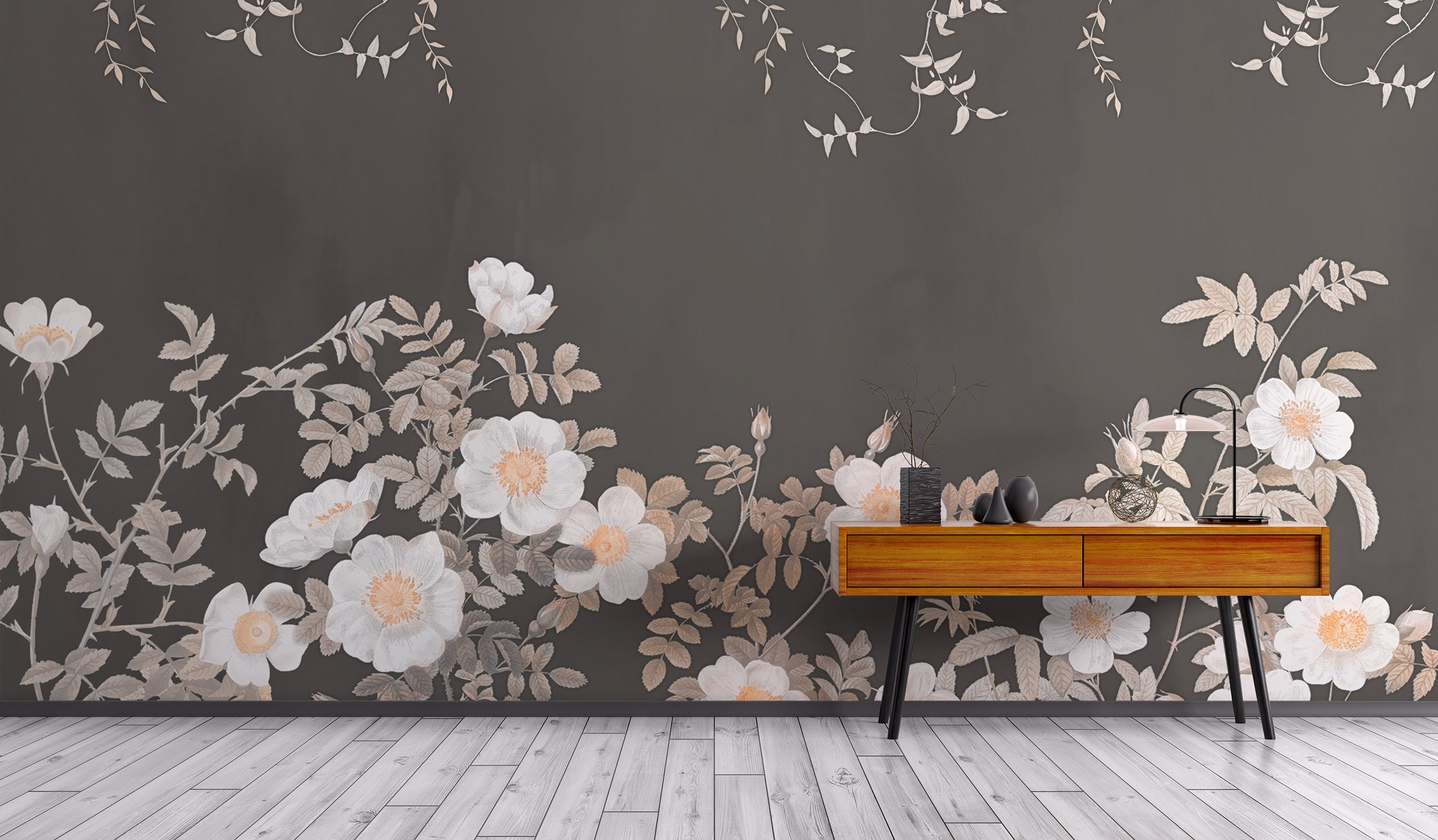 Copper Petal Noir Wall Mural for elegant interiors