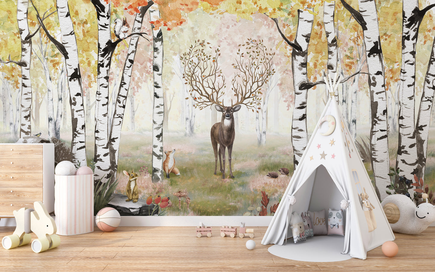 Amazing Antlers Autumn Kids Room Wallpaper Mural