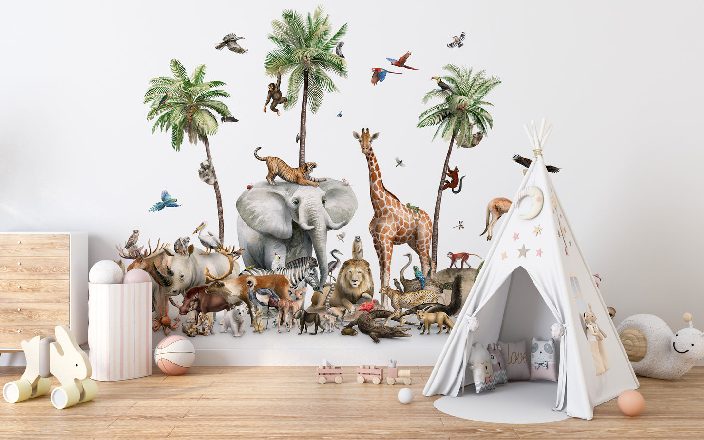 Jungle Safari Animal Birds Wallpaper Mural