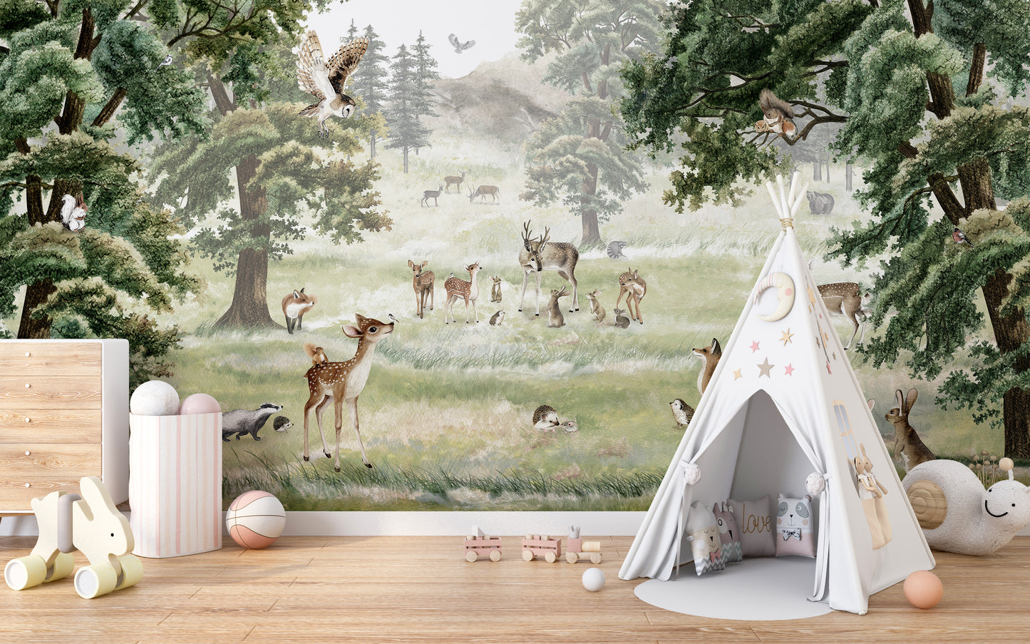 Forest fun wallpaper murals for kids room