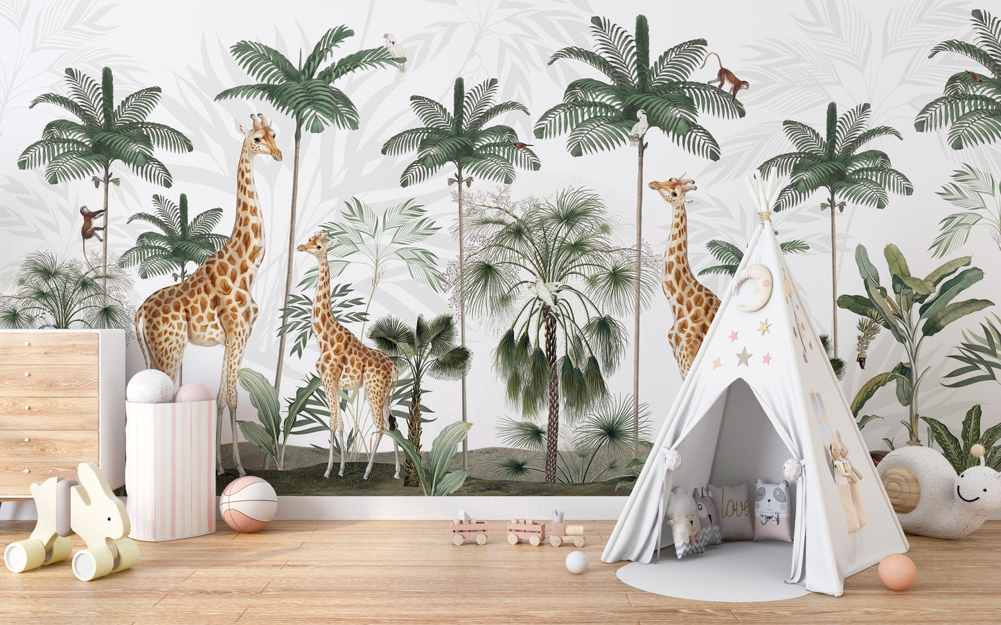 Wall decor with stunning Gracious Giraffes wallpaper.