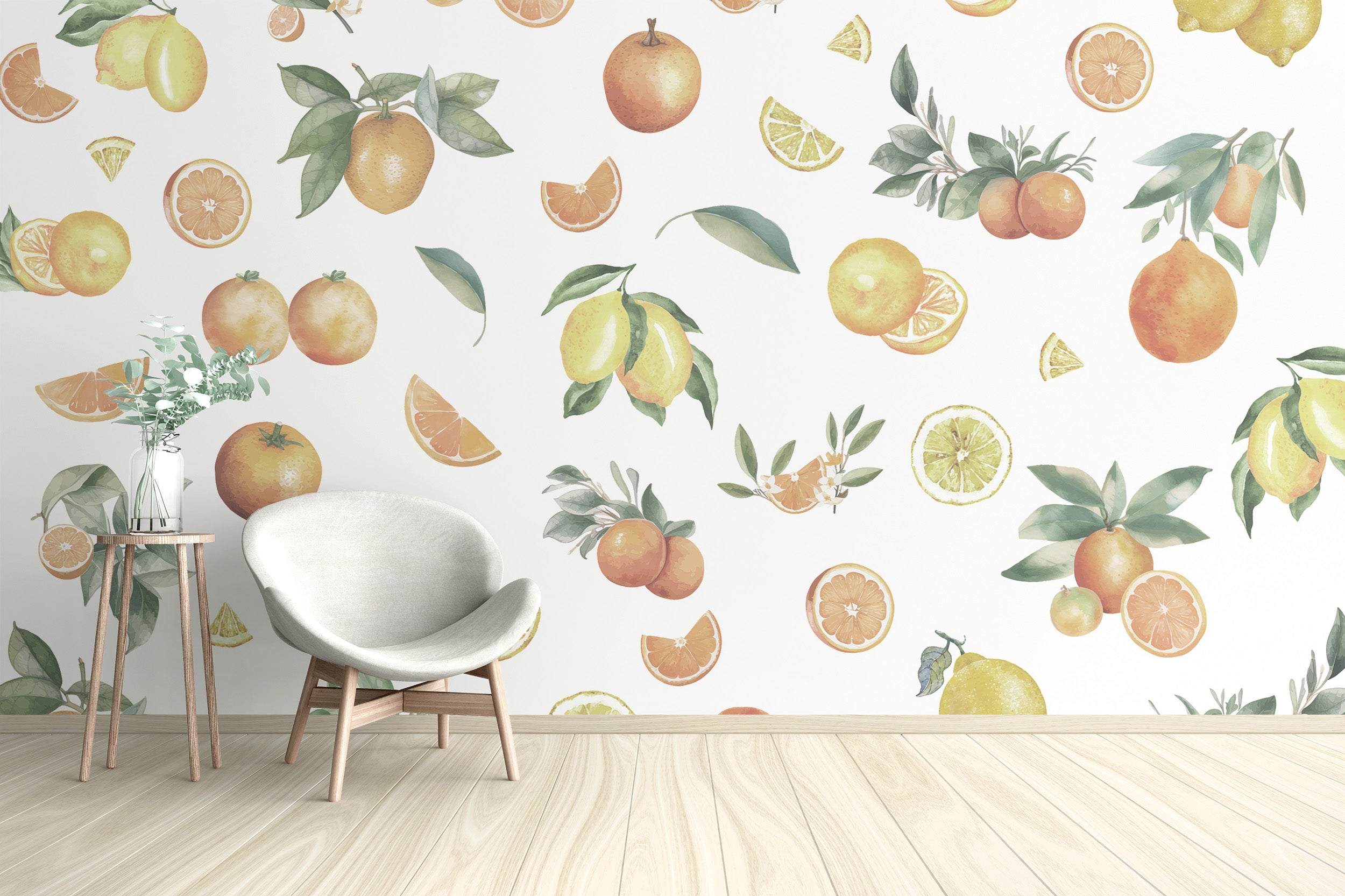 Artistic Citrus Melange Paradise Wallpaper mural accents