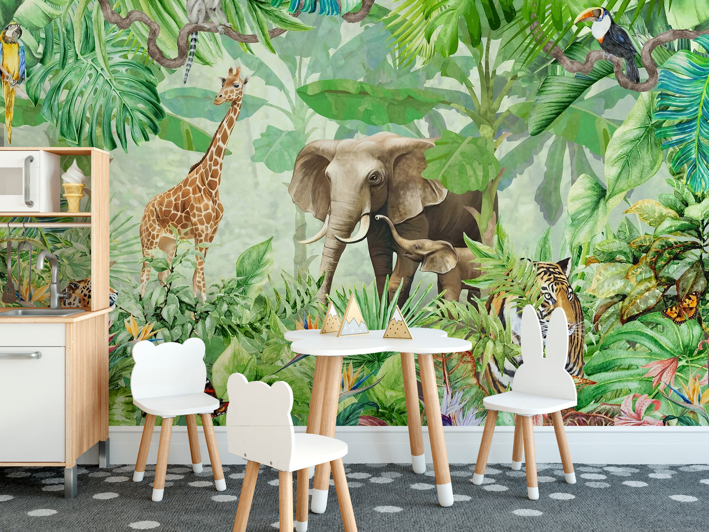 Wildlife Forest Green Color Wallpaper Murals