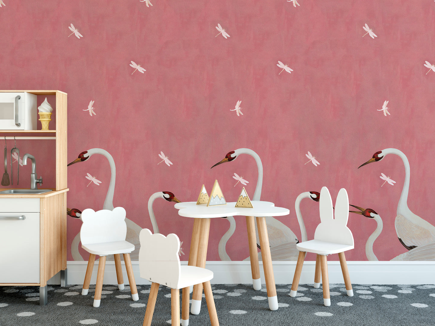 Majestic Pink Cranes Wallpaper Murals