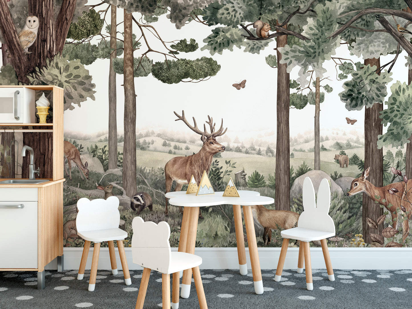 Forest Jive Stag and Deer Wallpaper Mural