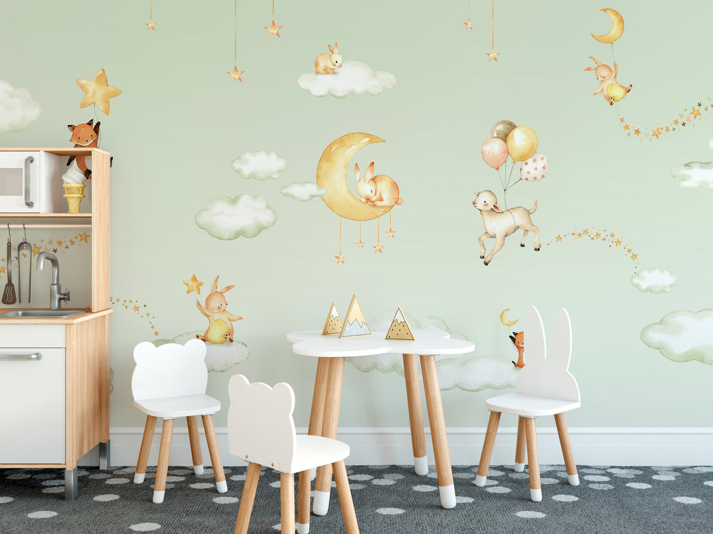 Green Sweet dreams wallpaper for kids room