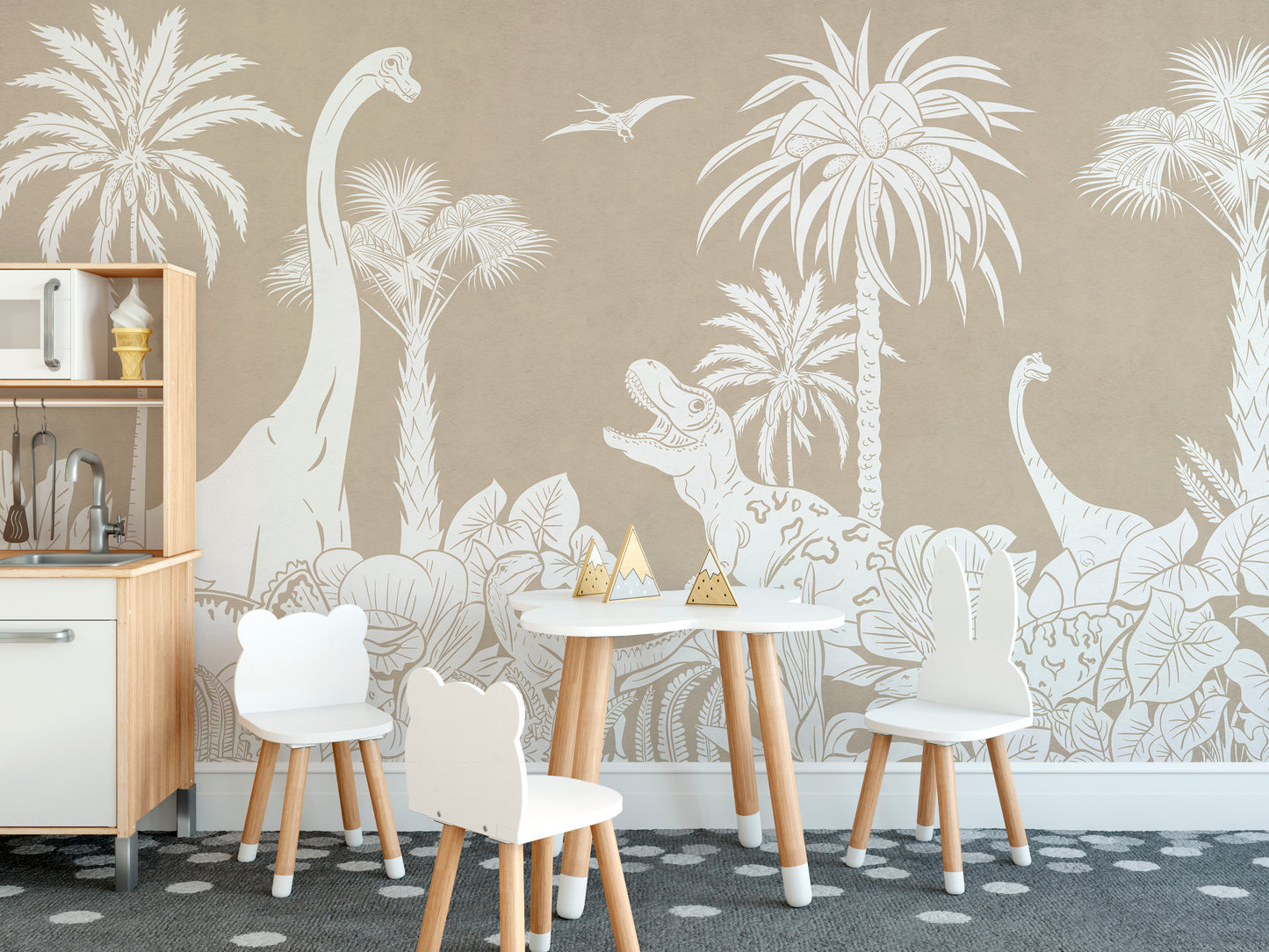 Monochrome Dino Brown Wall Mural