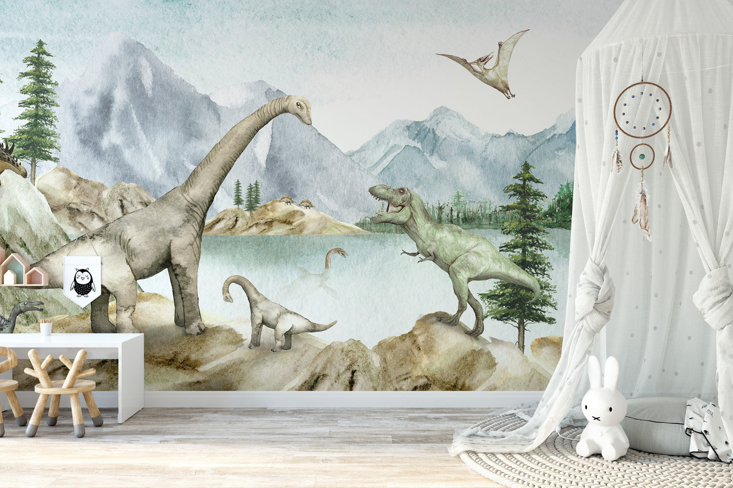 Dino dreams wallpaper murals for kids room