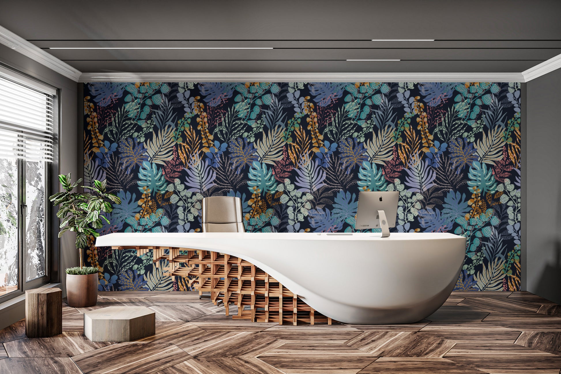 Easy-to-apply jungle night stick-on wallpaper