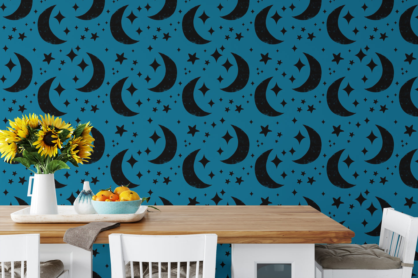 Transform your room with Moon Blue Background Wallpaper