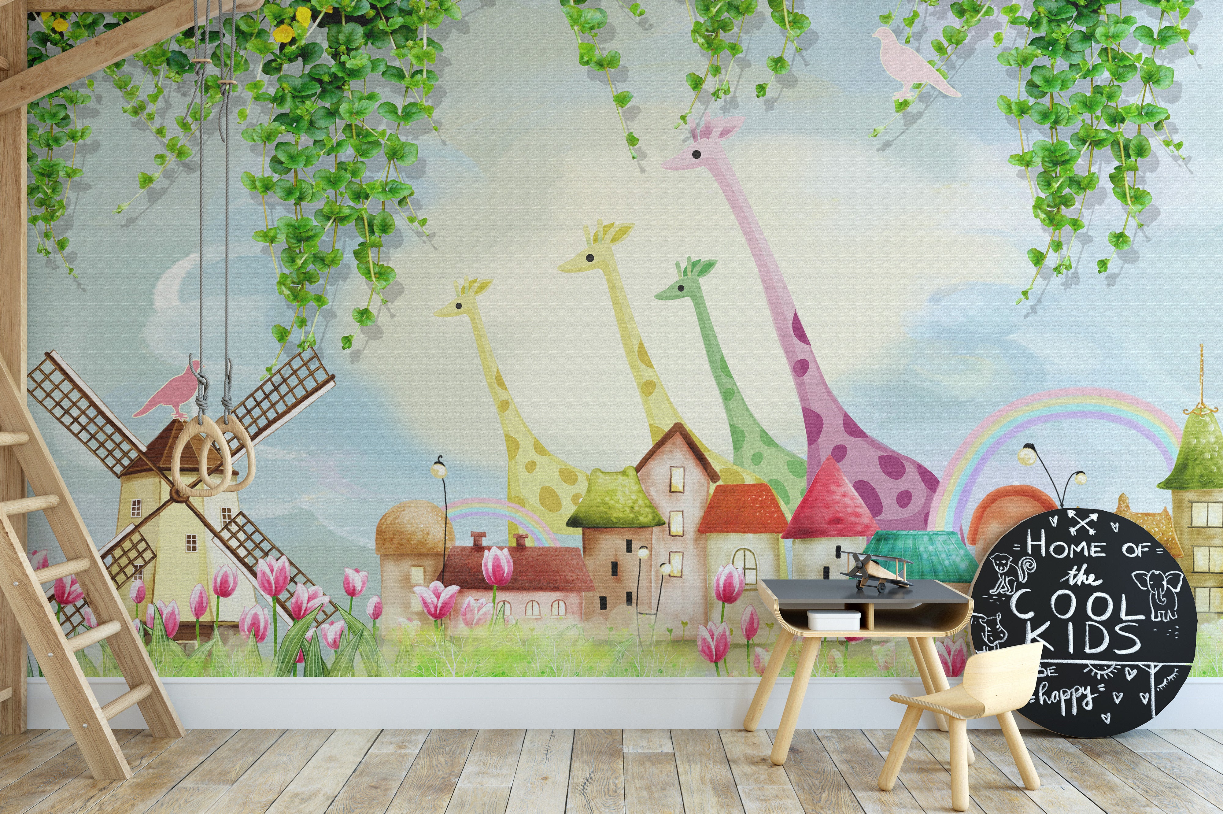 Watercolor Animal Farm Wall Mural
