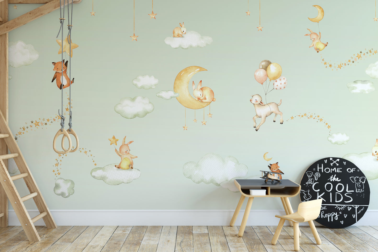 Green Sweet dreams wallpaper for kids room