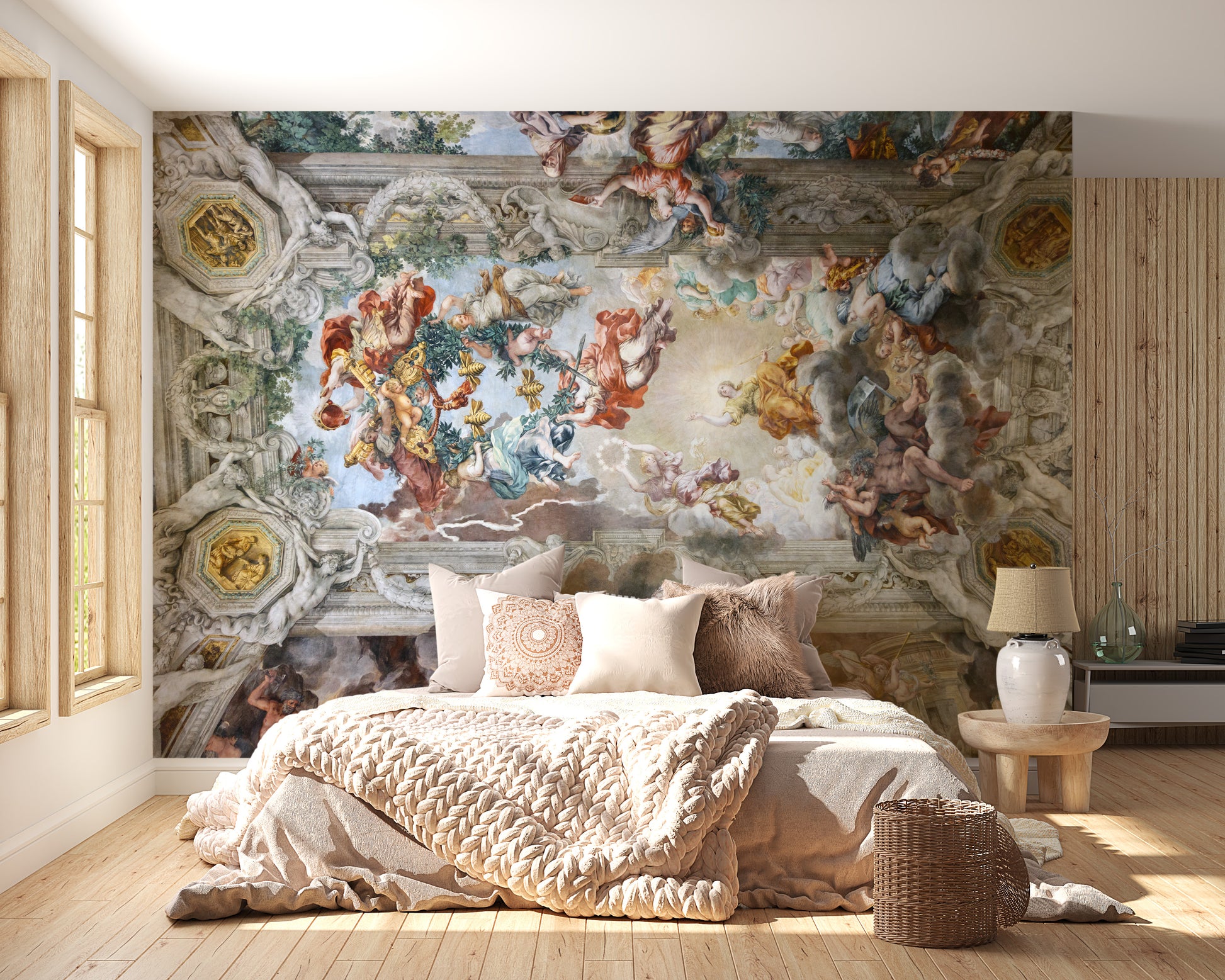 Luxurious baroque ceiling wallpaper mural