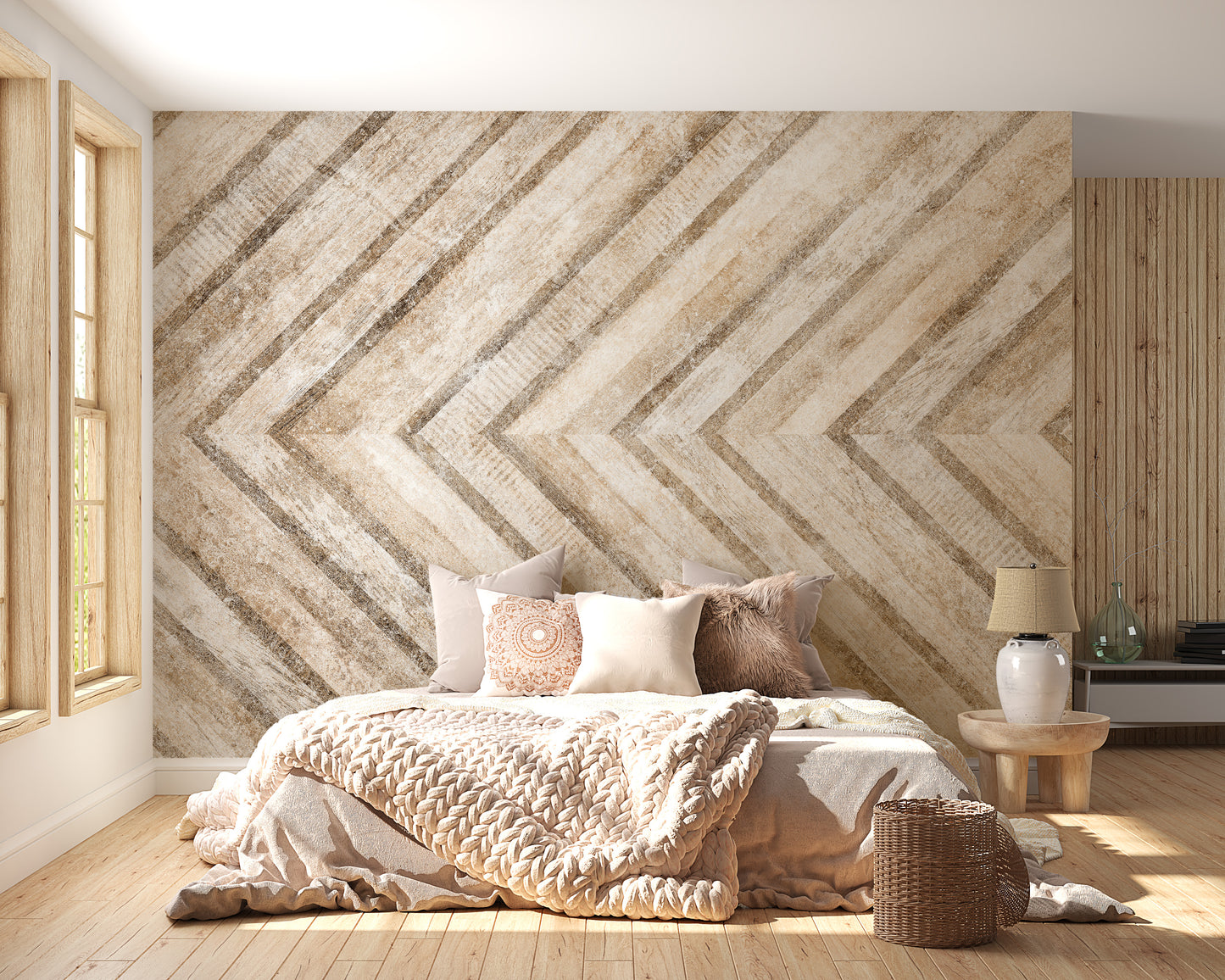 Geometric Cement Stone Mosaic Wall Mural