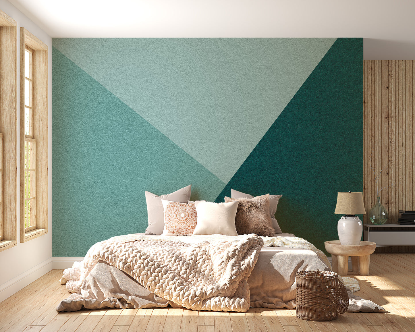 Emerald and Cyan Geometric Wallpaper